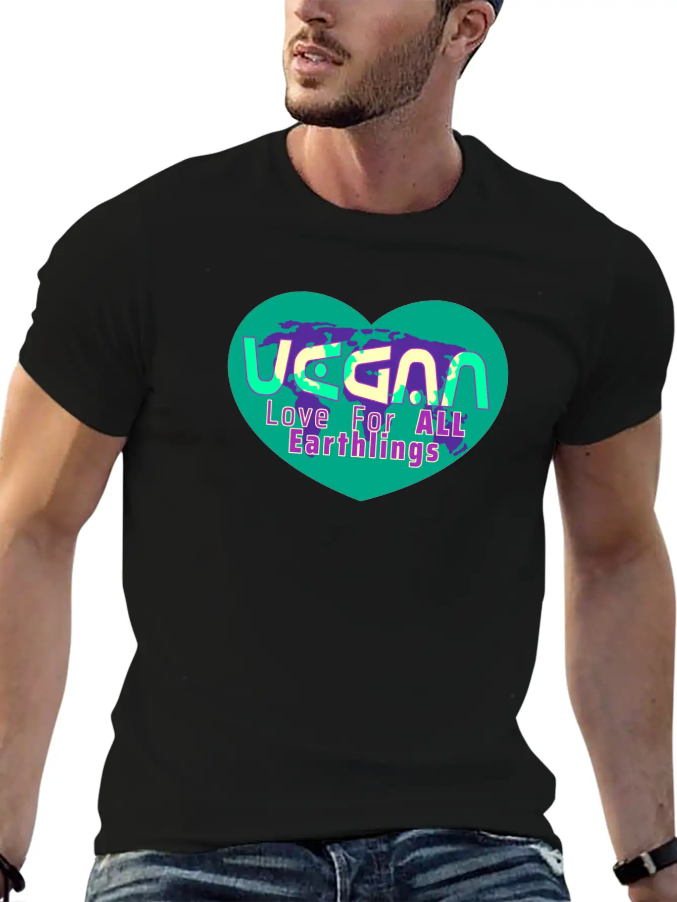GLOBAL LOVE - VEGAN Essential Unisex Summer Tee – Soft Cotton Casual Fit
