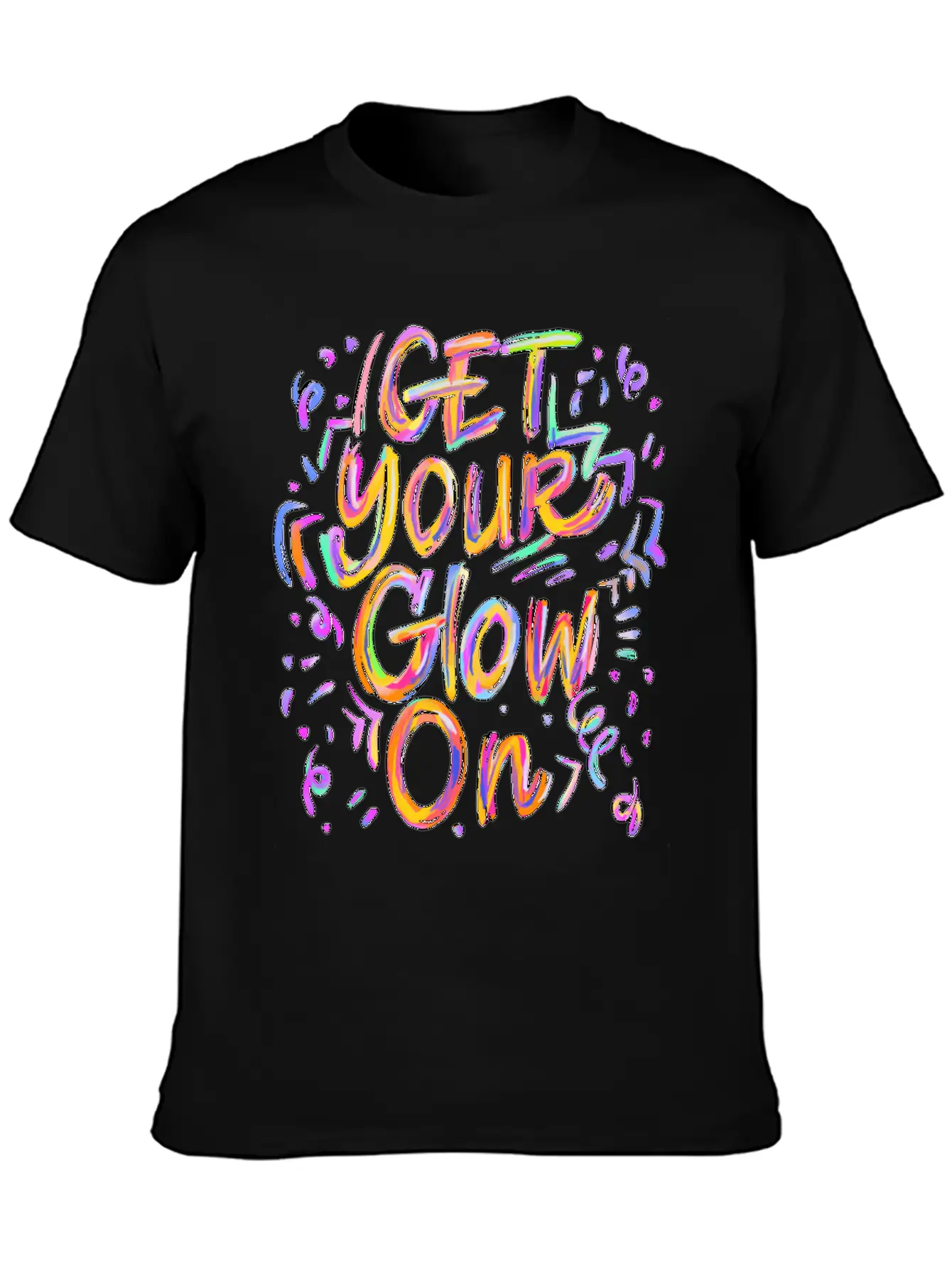 Glow For And In Bright Colors 80 Theme Unisex Short Sleeve Soft Cotton T-Shirt – Casual Everyday Wear
