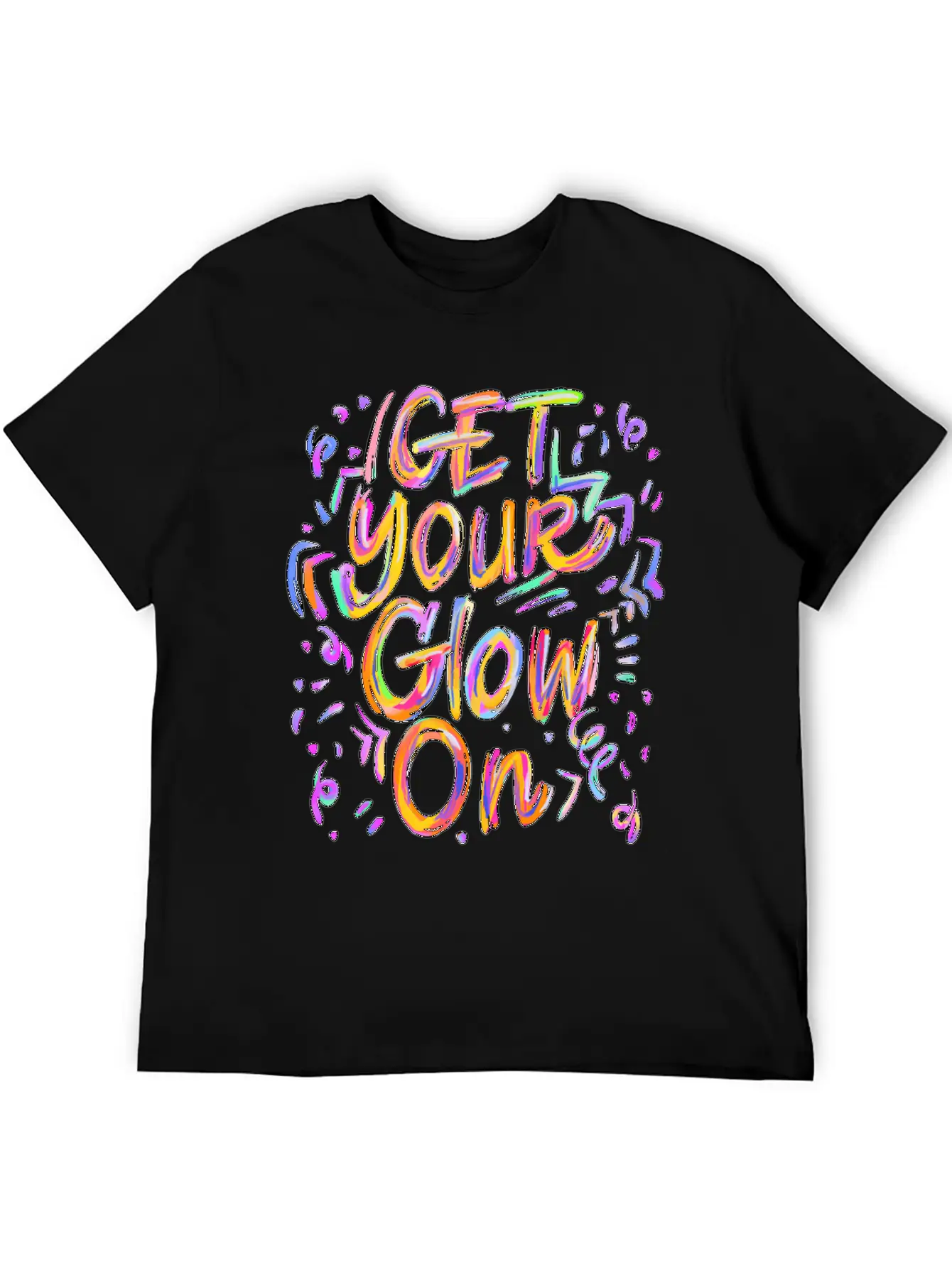 Glow For And In Bright Colors 80 Theme Unisex Short Sleeve Soft Cotton T-Shirt – Casual Everyday Wear