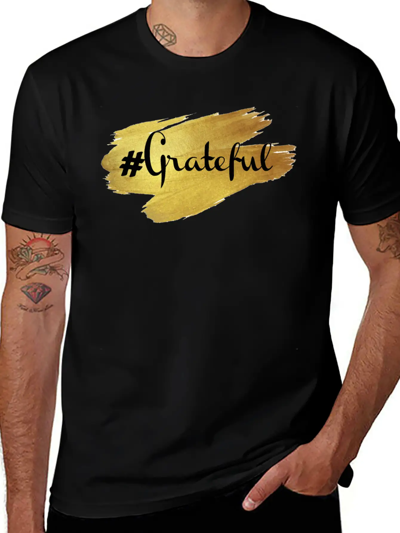 Glow In Gold Grateful Stylish Everyday T-Shirt – Unisex Basic Cotton Tee