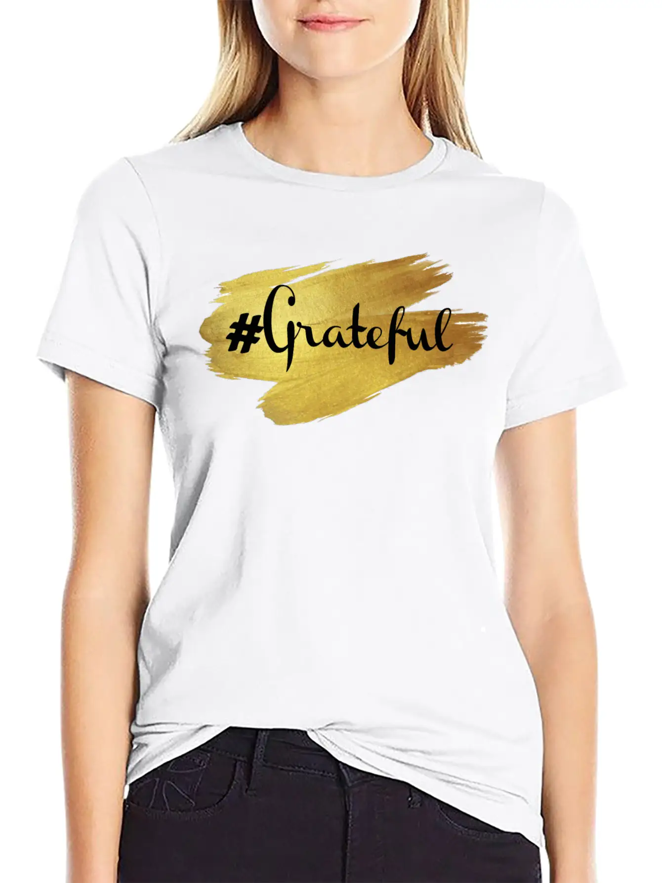 Glow In Gold Grateful Stylish Everyday T-Shirt – Unisex Basic Cotton Tee