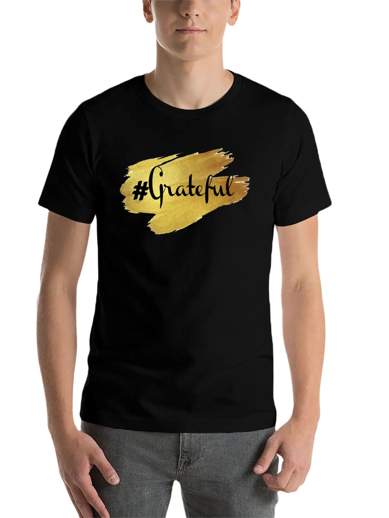 Glow In Gold Grateful Stylish Everyday T-Shirt – Unisex Basic Cotton Tee