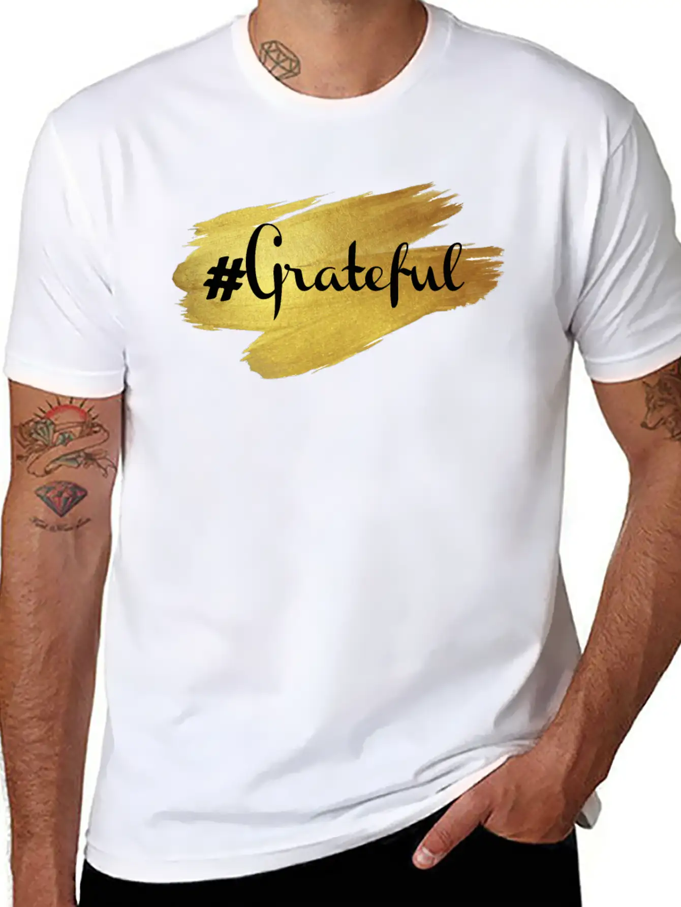 Glow In Gold Grateful Stylish Everyday T-Shirt – Unisex Basic Cotton Tee
