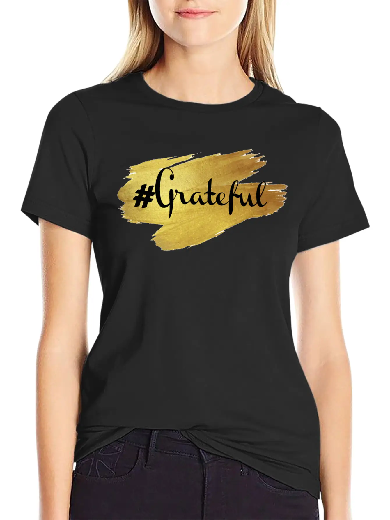 Glow In Gold Grateful Stylish Everyday T-Shirt – Unisex Basic Cotton Tee