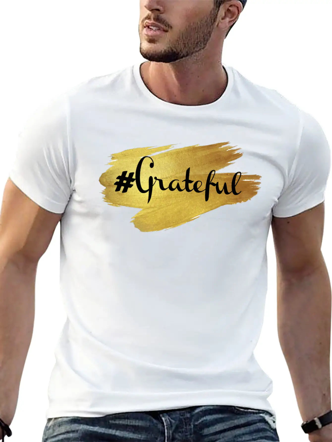 Glow In Gold Grateful Stylish Everyday T-Shirt – Unisex Basic Cotton Tee