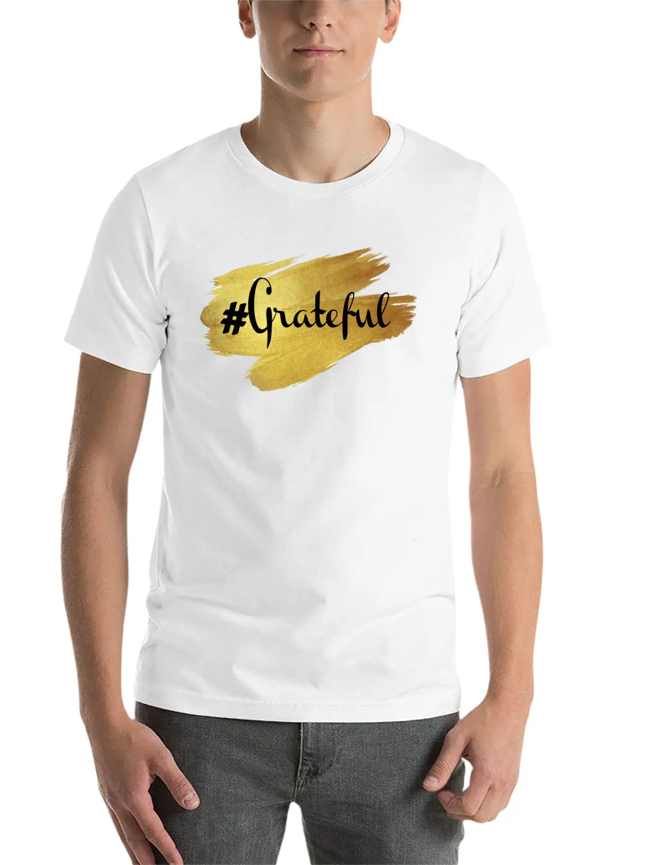 Glow In Gold Grateful Stylish Everyday T-Shirt – Unisex Basic Cotton Tee