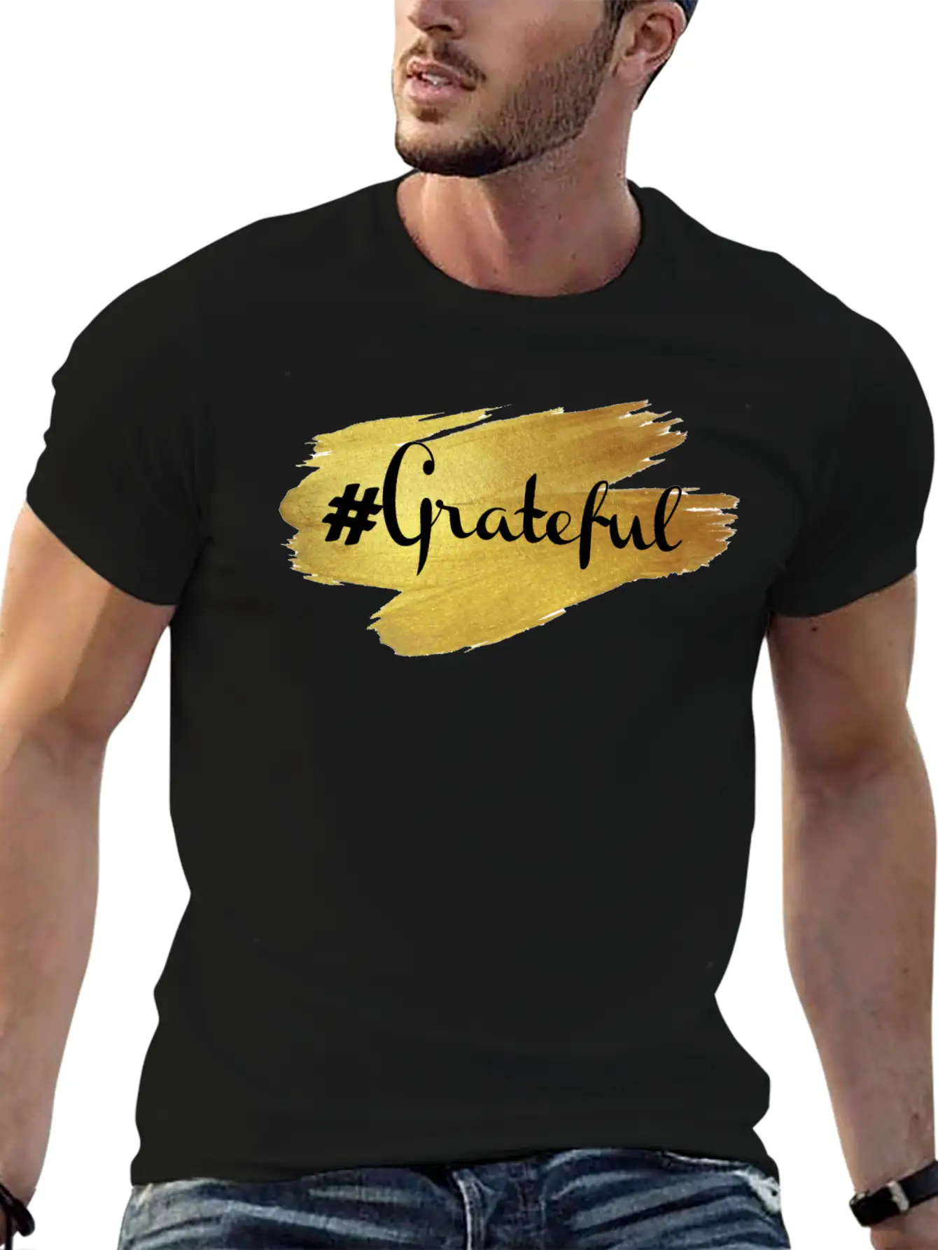 Glow In Gold Grateful Stylish Everyday T-Shirt – Unisex Basic Cotton Tee