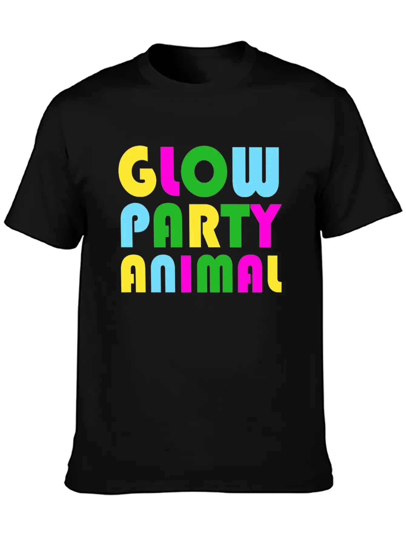 Glow Party T-Shirt Animal Bright Glowing Effect Unisex Short Sleeve Soft Cotton T-Shirt – Casual Everyday Wear