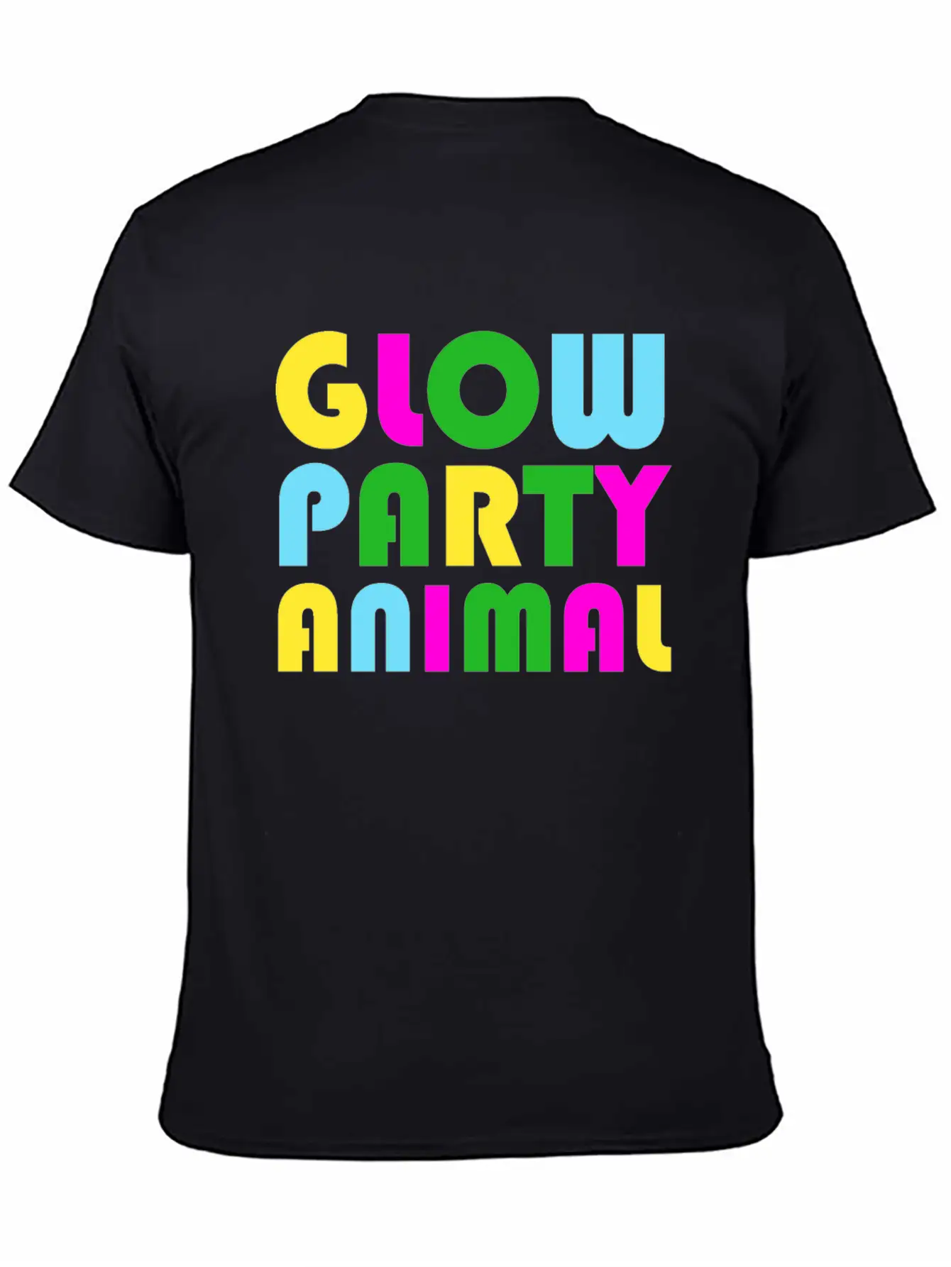 Glow Party T-Shirt Animal Bright Glowing Effect Unisex Short Sleeve Soft Cotton T-Shirt – Casual Everyday Wear