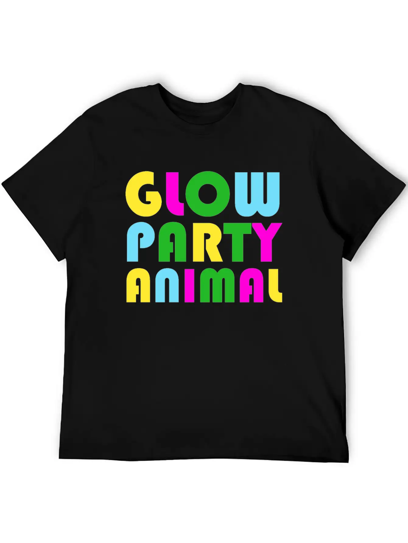 Glow Party T-Shirt Animal Bright Glowing Effect Unisex Short Sleeve Soft Cotton T-Shirt – Casual Everyday Wear