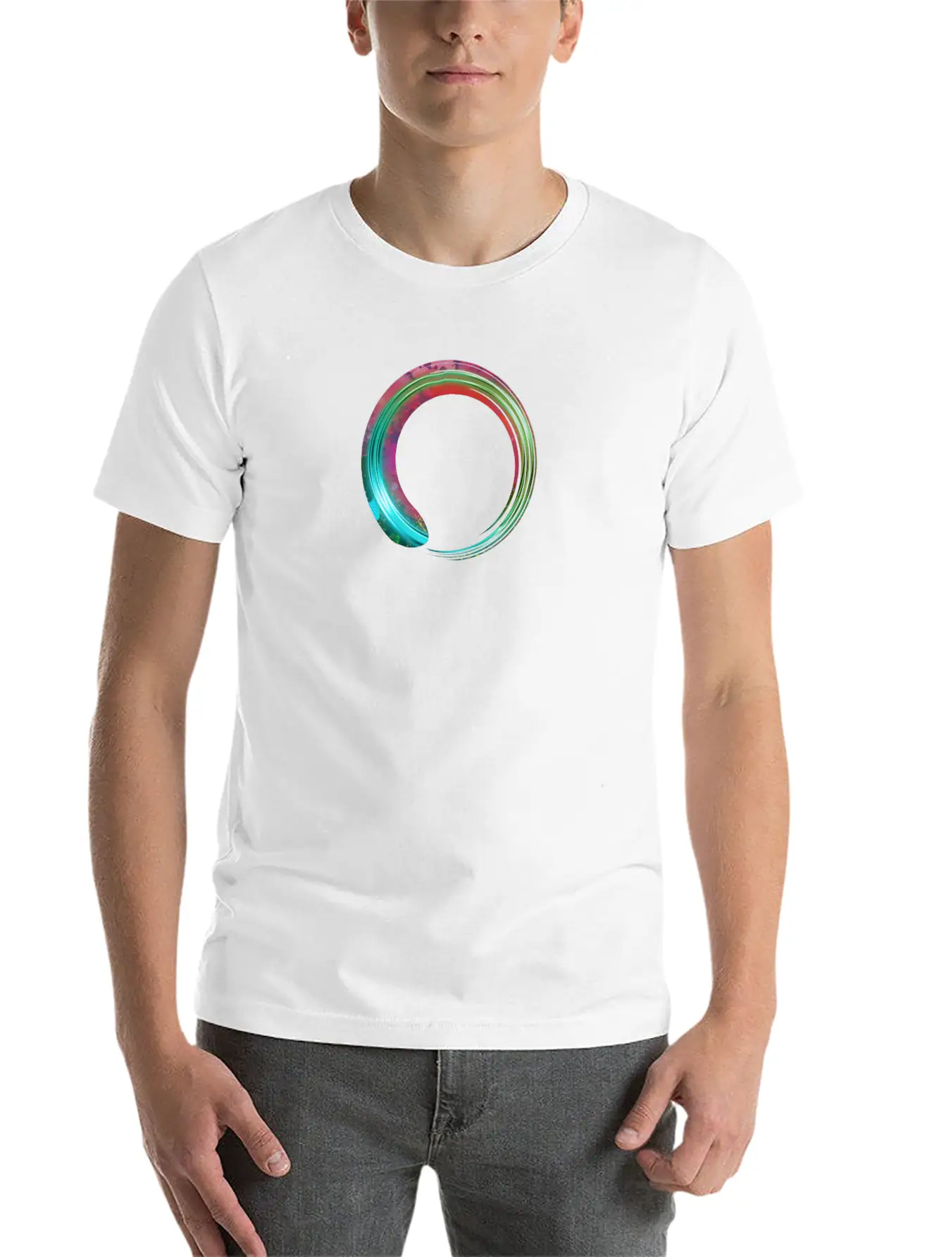 Glowing Green Grunge Circle Stylish Everyday T-Shirt – Unisex Basic Cotton Tee