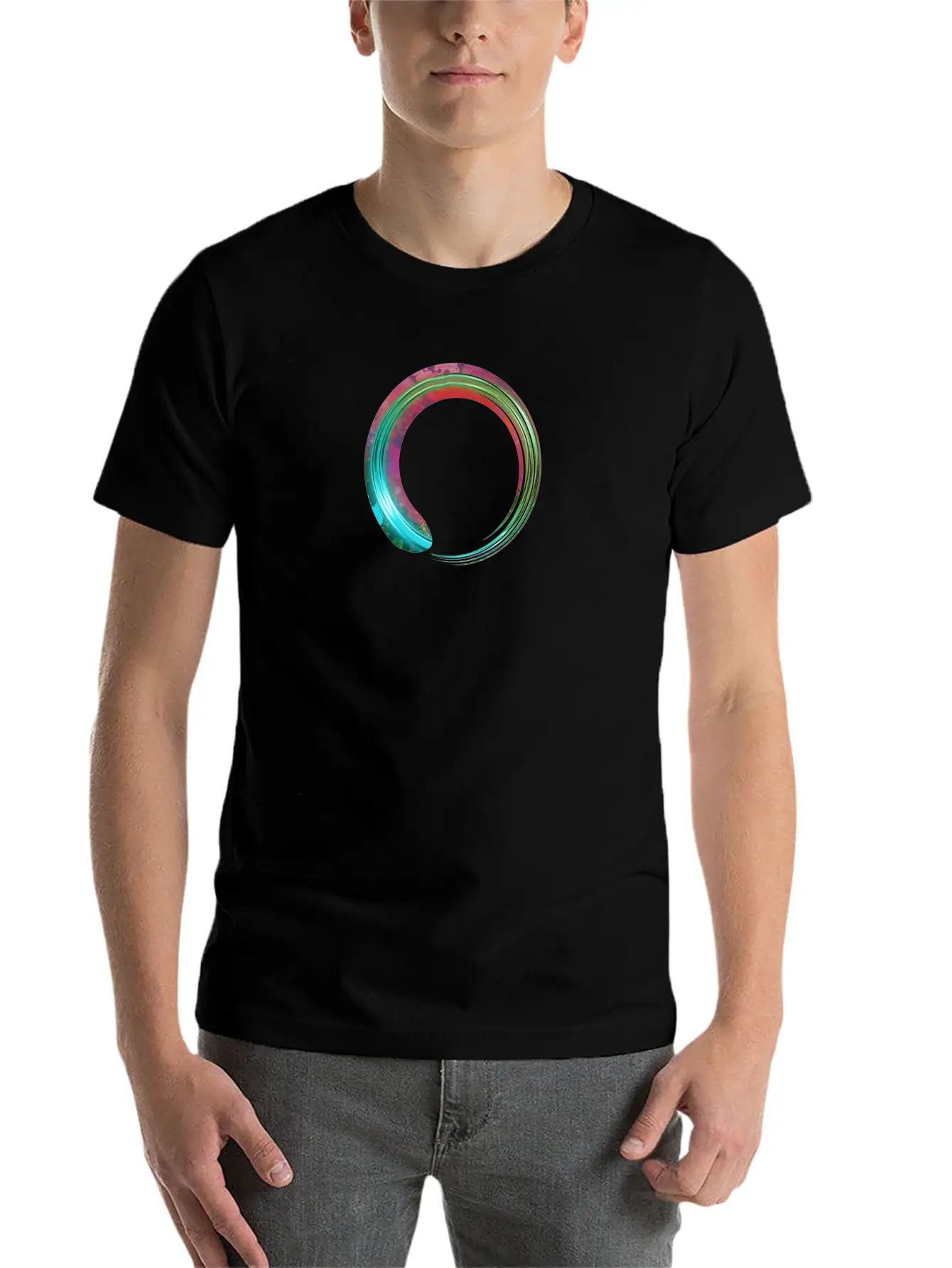 Glowing Green Grunge Circle Stylish Everyday T-Shirt – Unisex Basic Cotton Tee