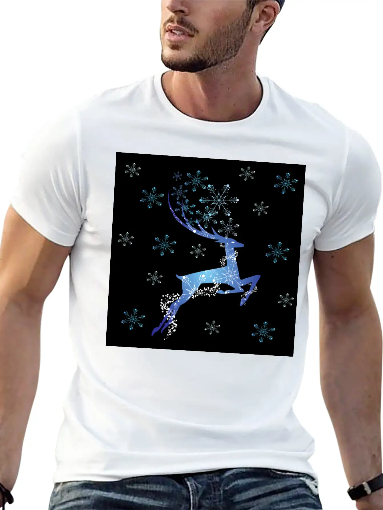 Glowing Reindeer Relaxed Everyday Tee – Lightweight And Durable Cotton