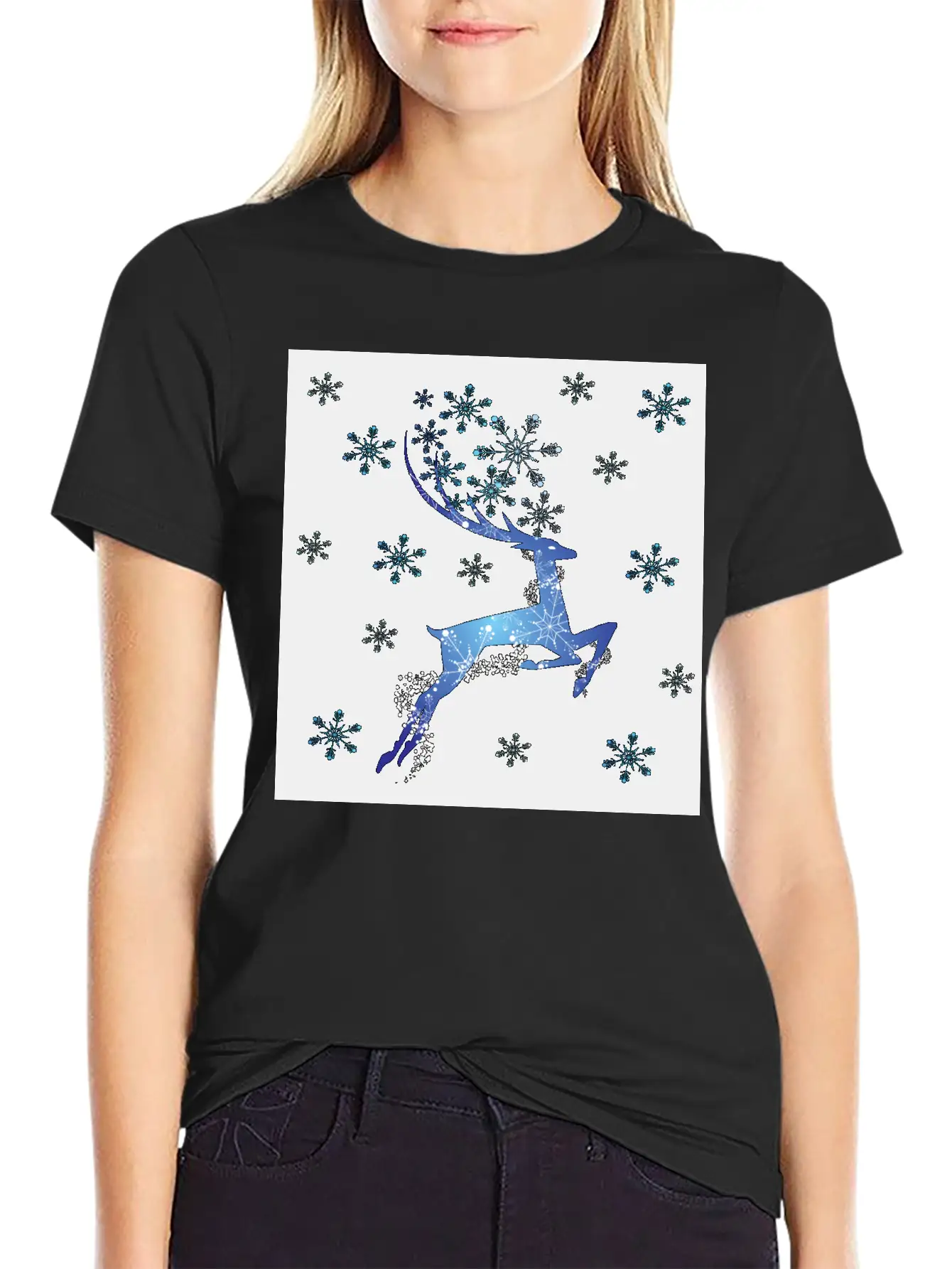 Glowing Reindeer Relaxed Everyday Tee – Lightweight And Durable Cotton