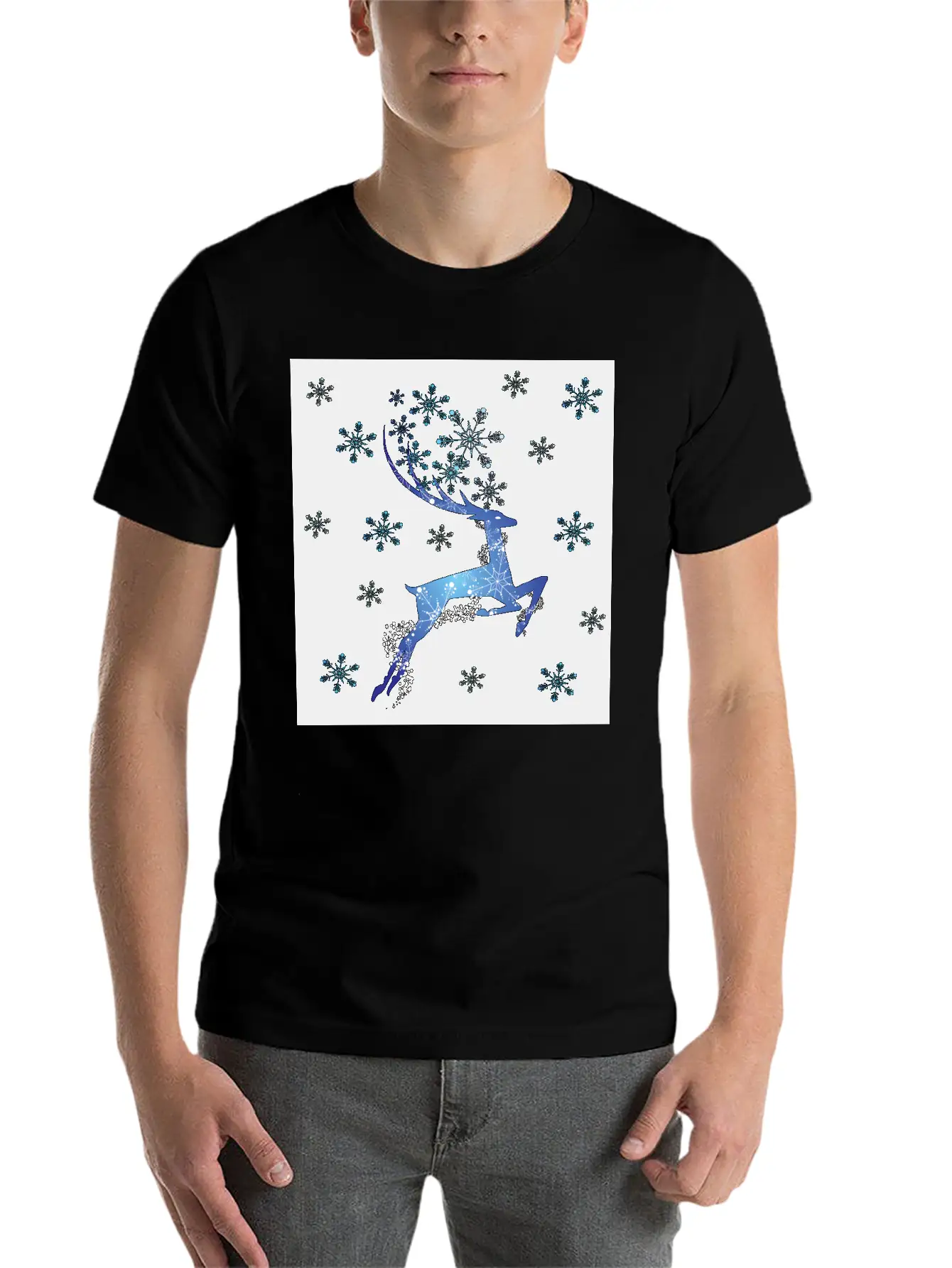 Glowing Reindeer Relaxed Everyday Tee – Lightweight And Durable Cotton