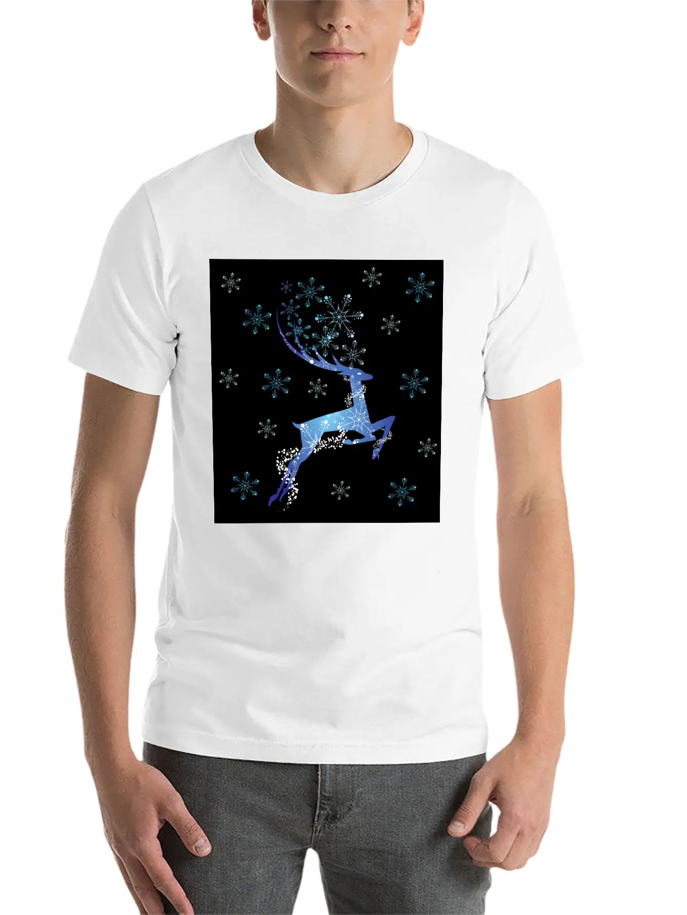 Glowing Reindeer Relaxed Everyday Tee – Lightweight And Durable Cotton