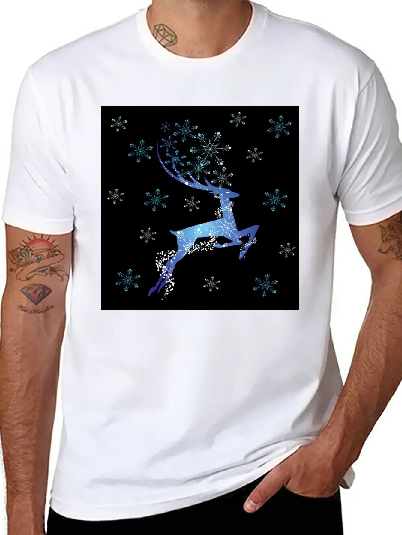 Glowing Reindeer Relaxed Everyday Tee – Lightweight And Durable Cotton