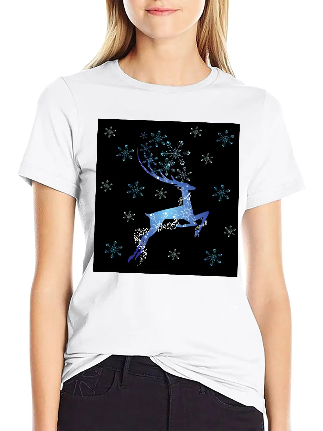 Glowing Reindeer Relaxed Everyday Tee – Lightweight And Durable Cotton