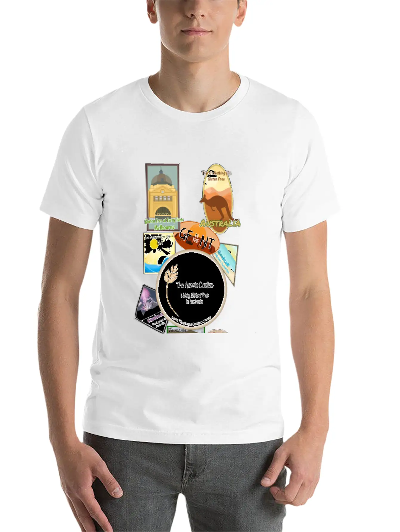 Gluten Free Arouund Australia Narrow Design Essential Unisex Summer Tee – Soft Cotton Casual Fit