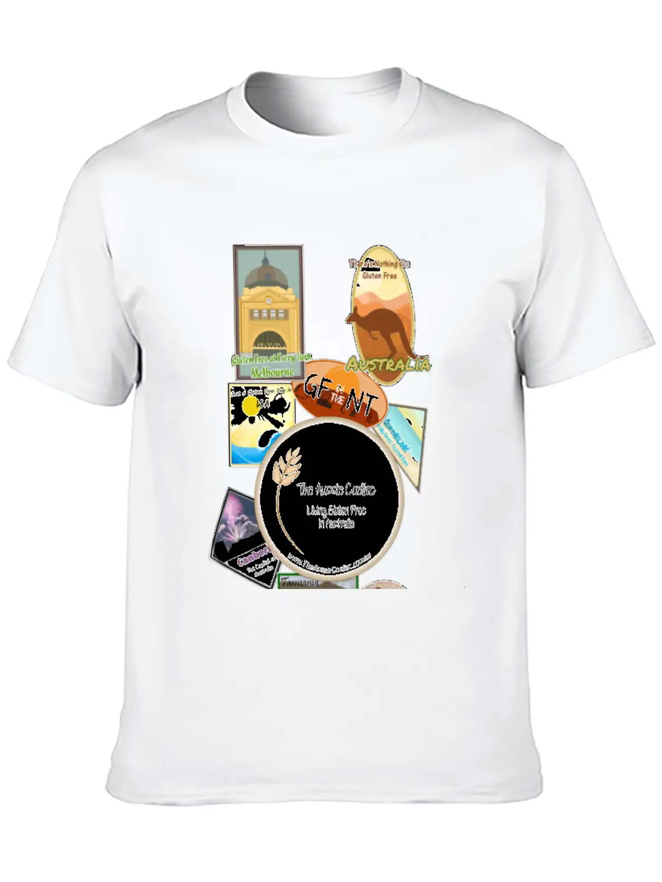 Gluten Free Arouund Australia Narrow Design Essential Unisex Summer Tee – Soft Cotton Casual Fit