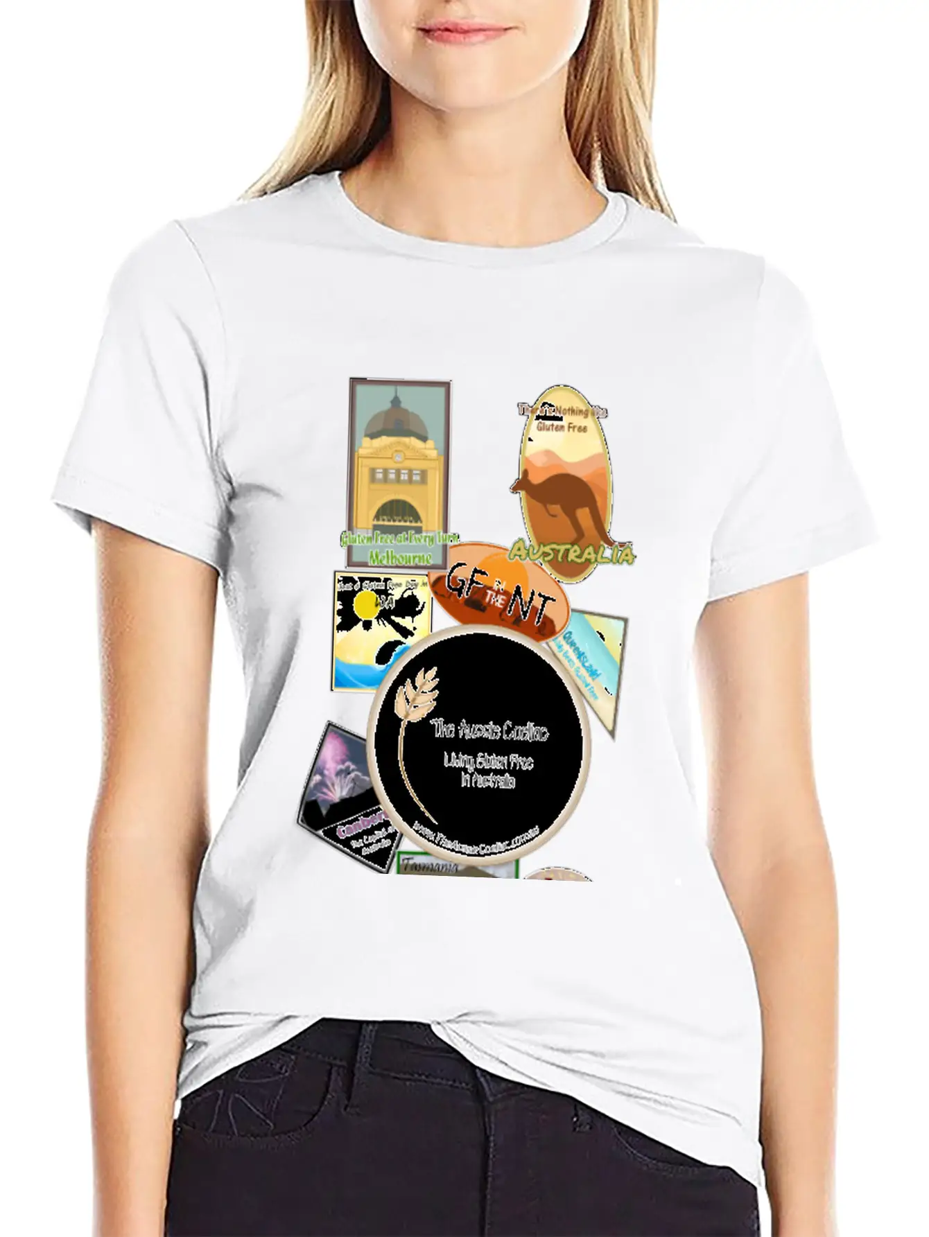 Gluten Free Arouund Australia Narrow Design Essential Unisex Summer Tee – Soft Cotton Casual Fit