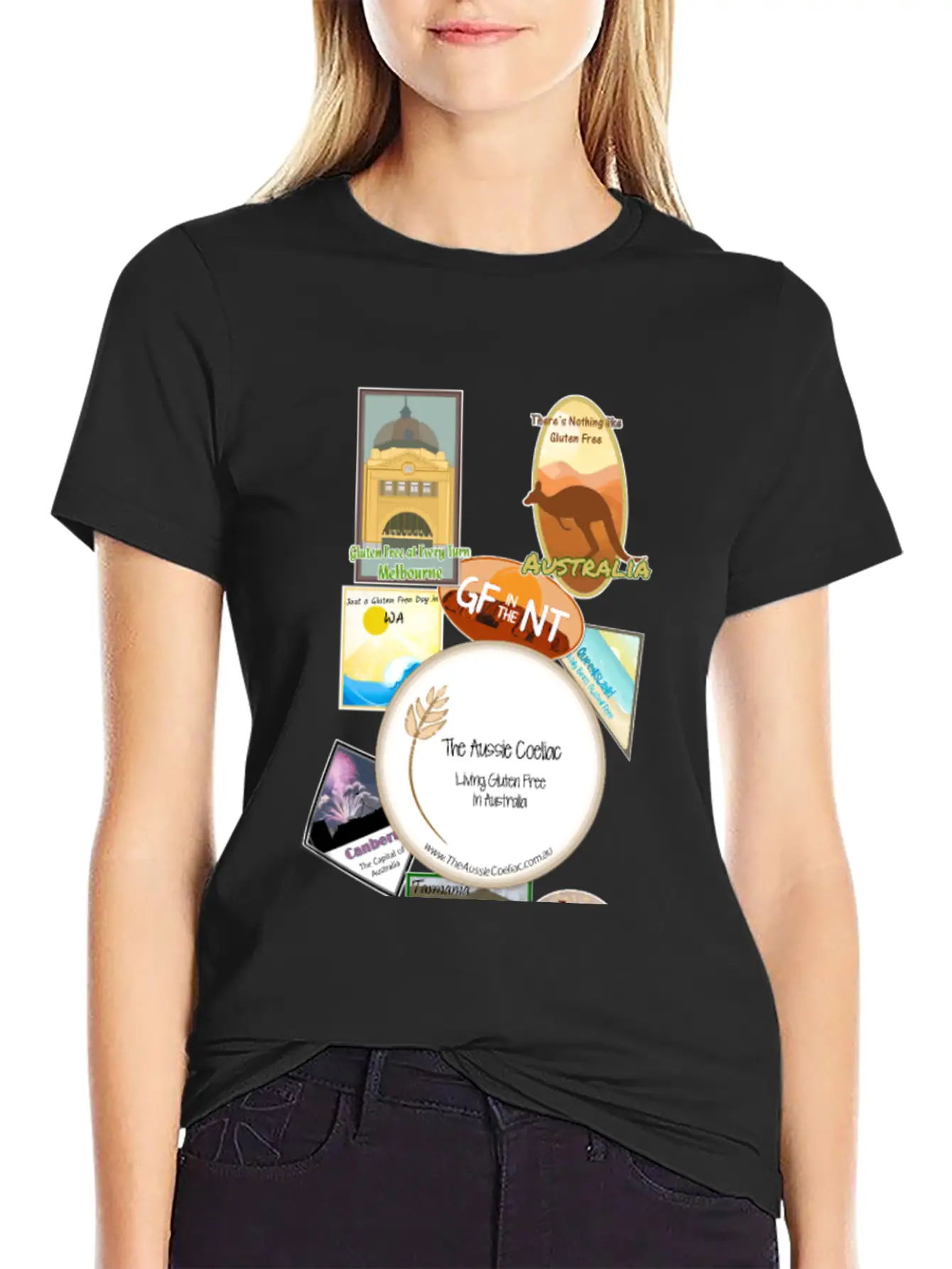Gluten Free Arouund Australia Narrow Design Essential Unisex Summer Tee – Soft Cotton Casual Fit