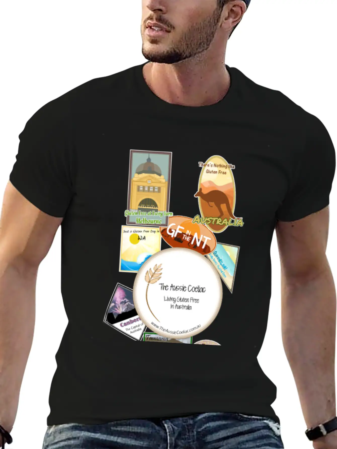 Gluten Free Arouund Australia Narrow Design Essential Unisex Summer Tee – Soft Cotton Casual Fit