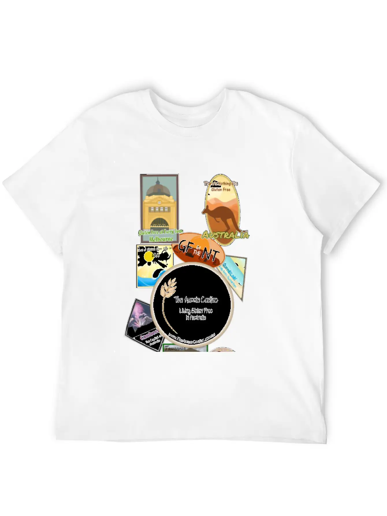 Gluten Free Arouund Australia Narrow Design Essential Unisex Summer Tee – Soft Cotton Casual Fit