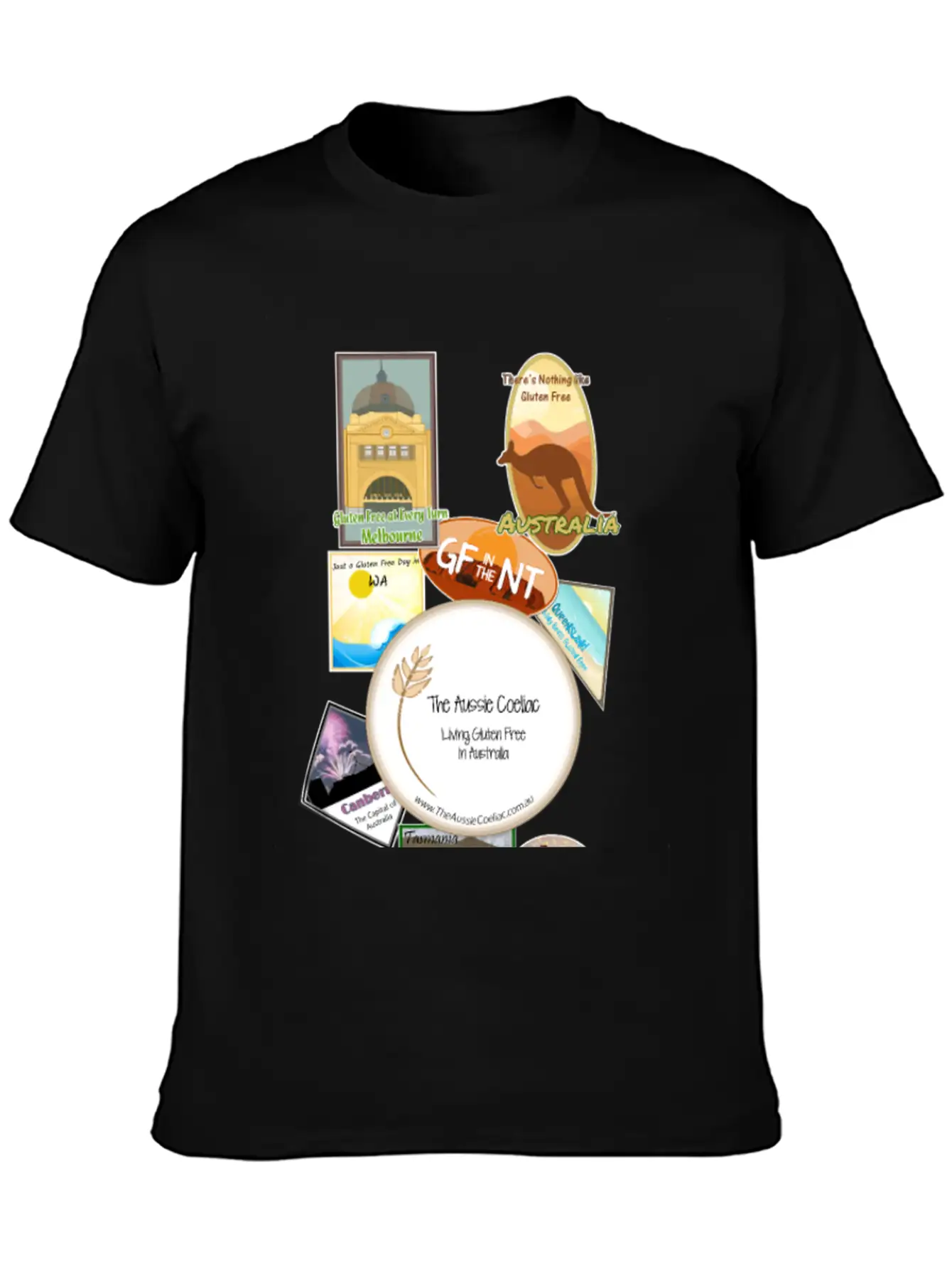 Gluten Free Arouund Australia Narrow Design Essential Unisex Summer Tee – Soft Cotton Casual Fit