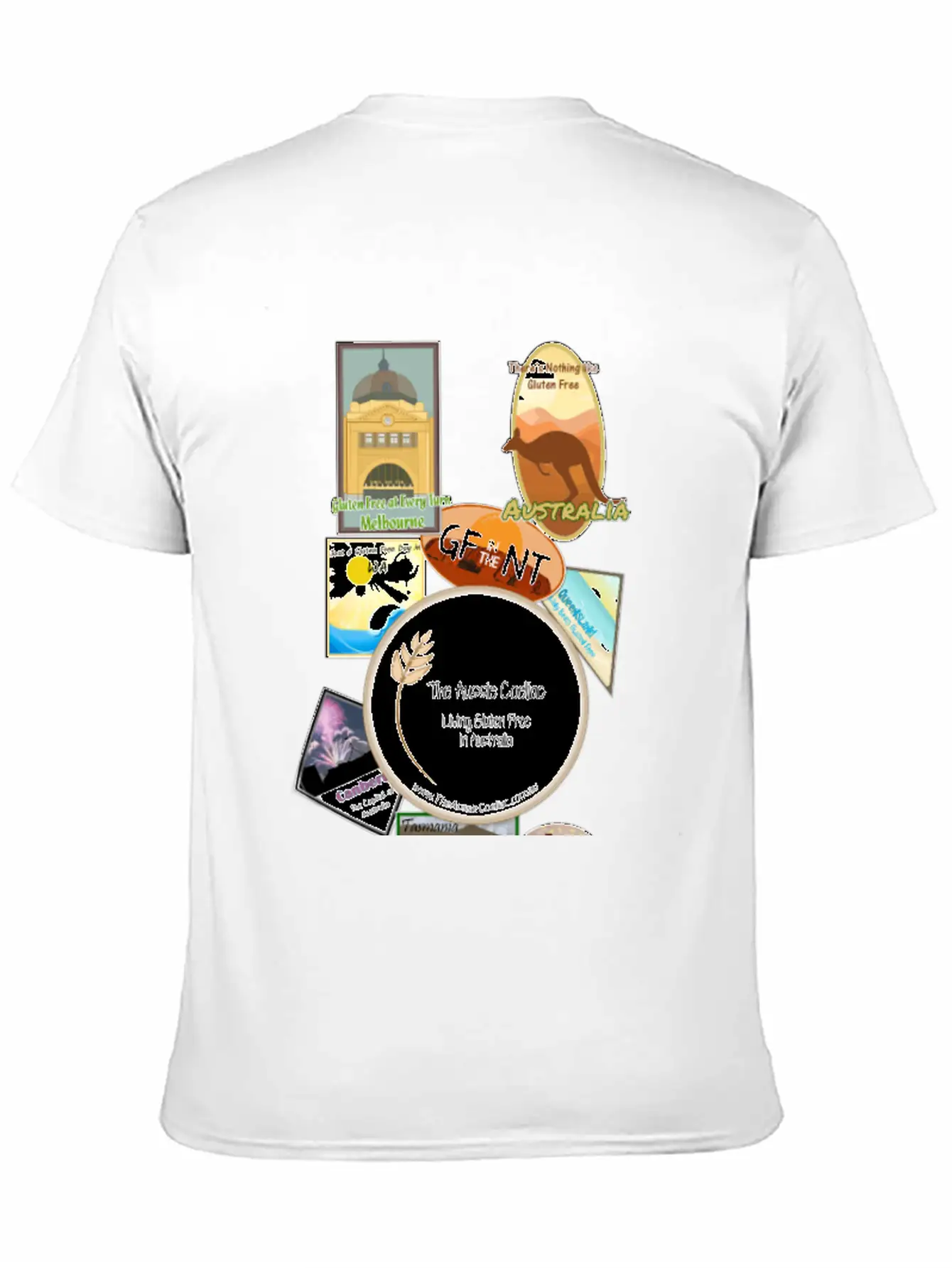 Gluten Free Arouund Australia Narrow Design Essential Unisex Summer Tee – Soft Cotton Casual Fit