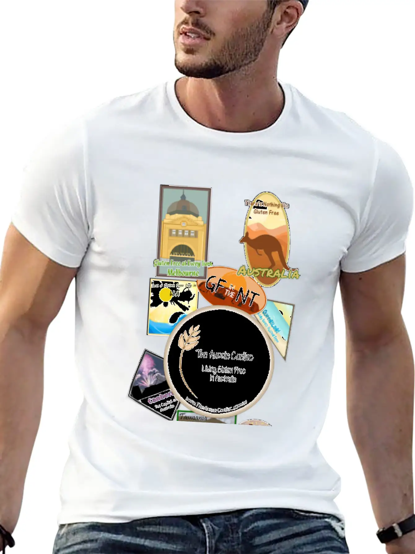 Gluten Free Arouund Australia Narrow Design Essential Unisex Summer Tee – Soft Cotton Casual Fit