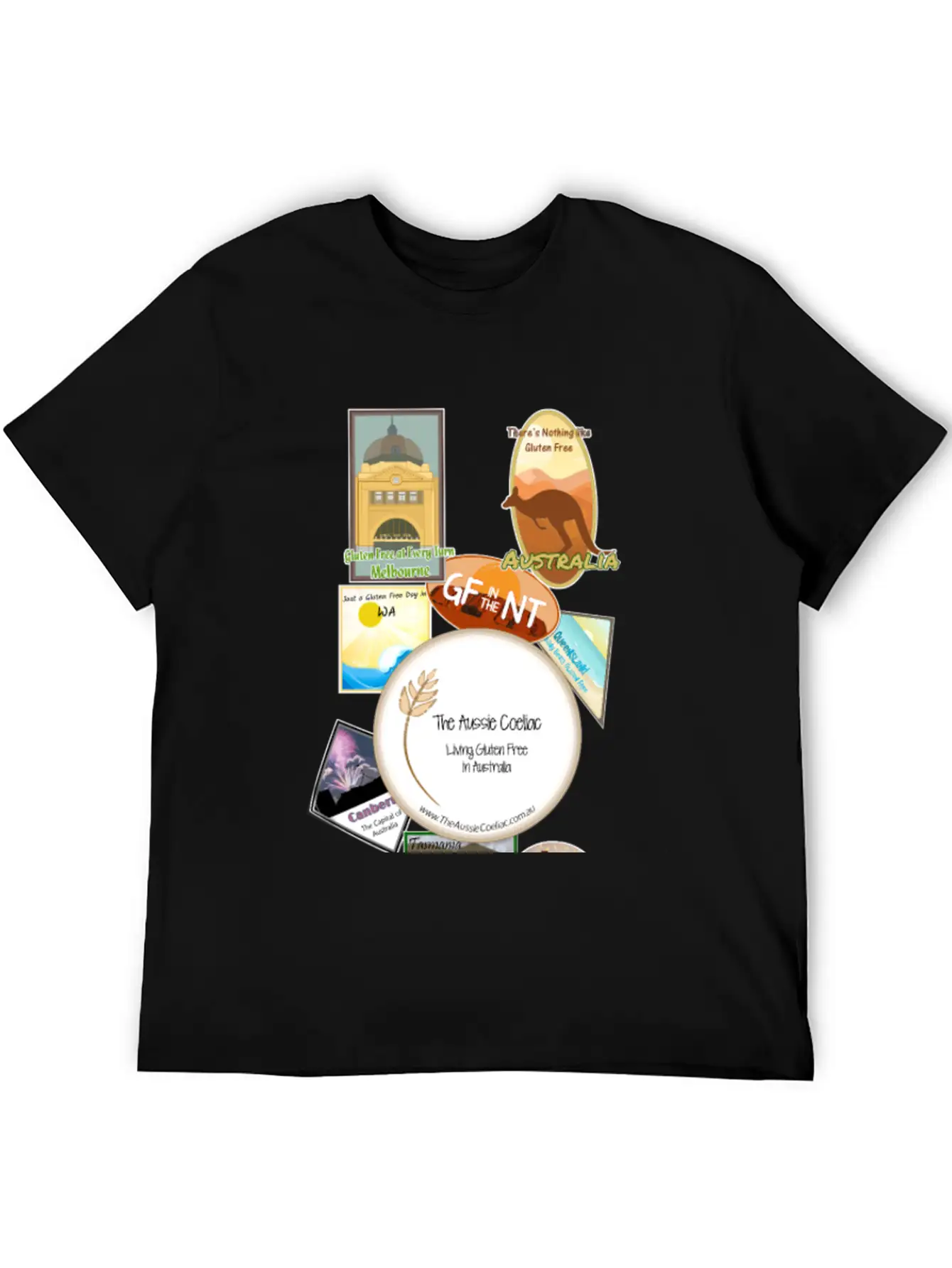 Gluten Free Arouund Australia Narrow Design Essential Unisex Summer Tee – Soft Cotton Casual Fit