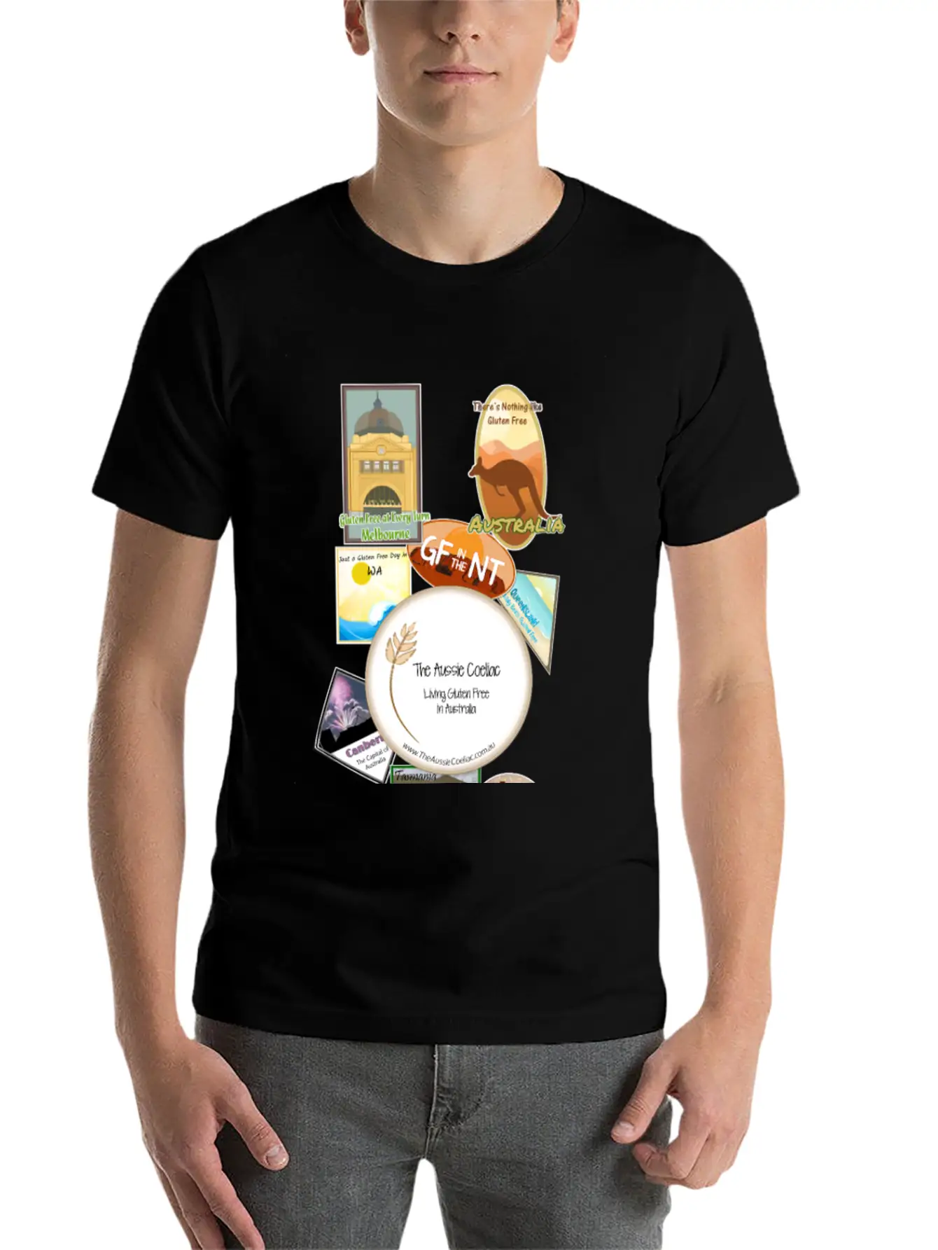 Gluten Free Arouund Australia Narrow Design Essential Unisex Summer Tee – Soft Cotton Casual Fit