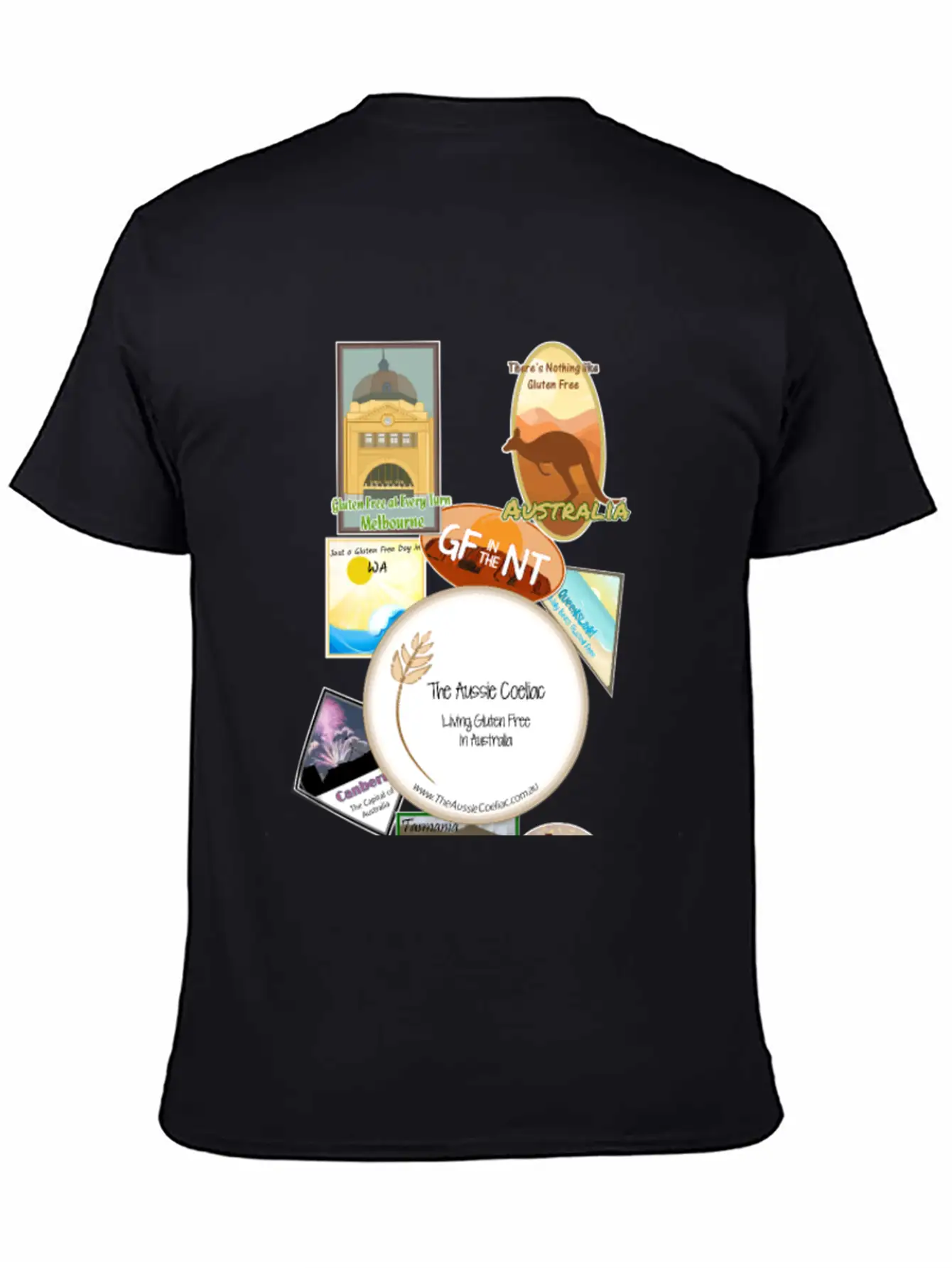 Gluten Free Arouund Australia Narrow Design Essential Unisex Summer Tee – Soft Cotton Casual Fit