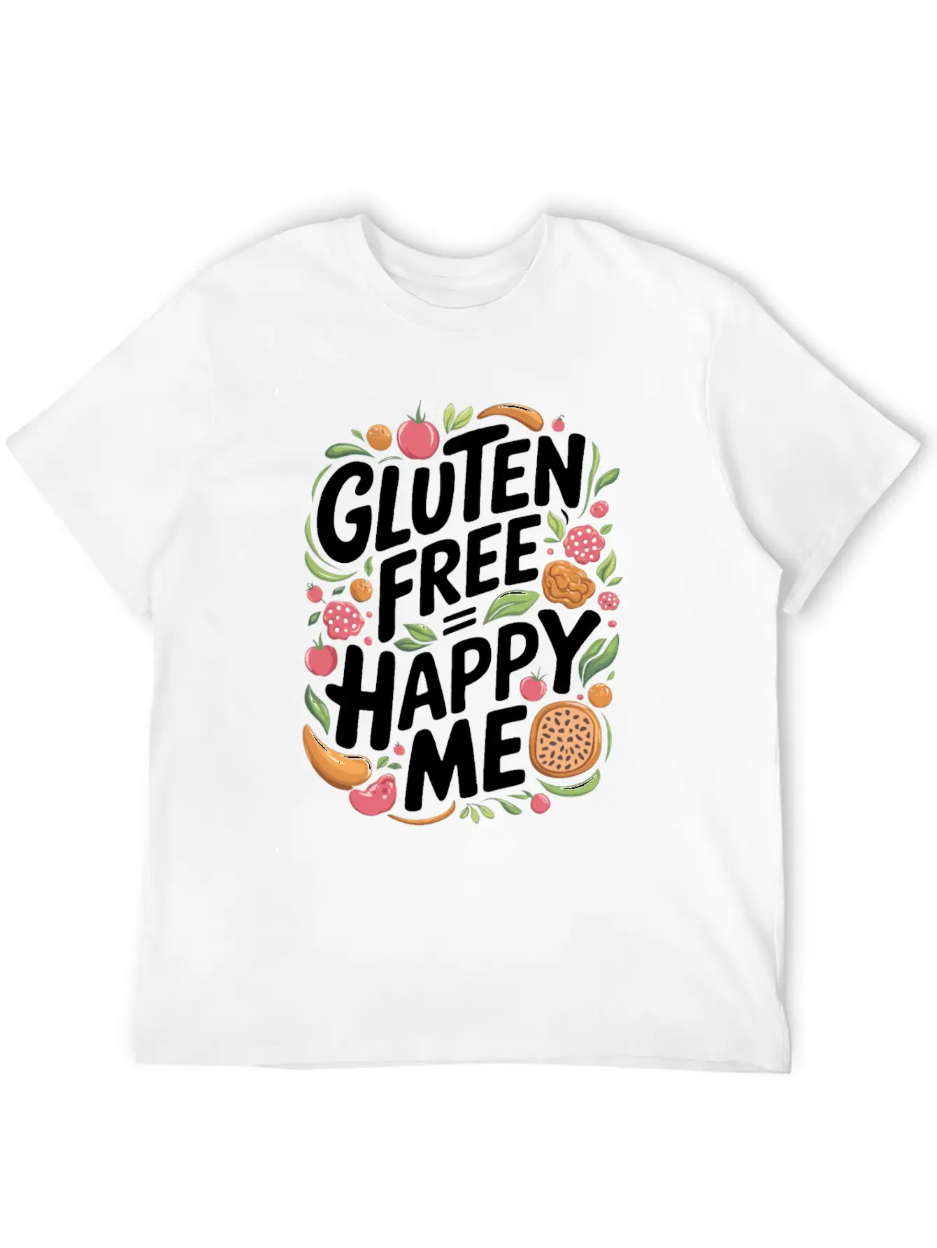Gluten Free Equals Happy Me Lifestyle Unisex Short Sleeve Soft Cotton T-Shirt – Casual Everyday Wear