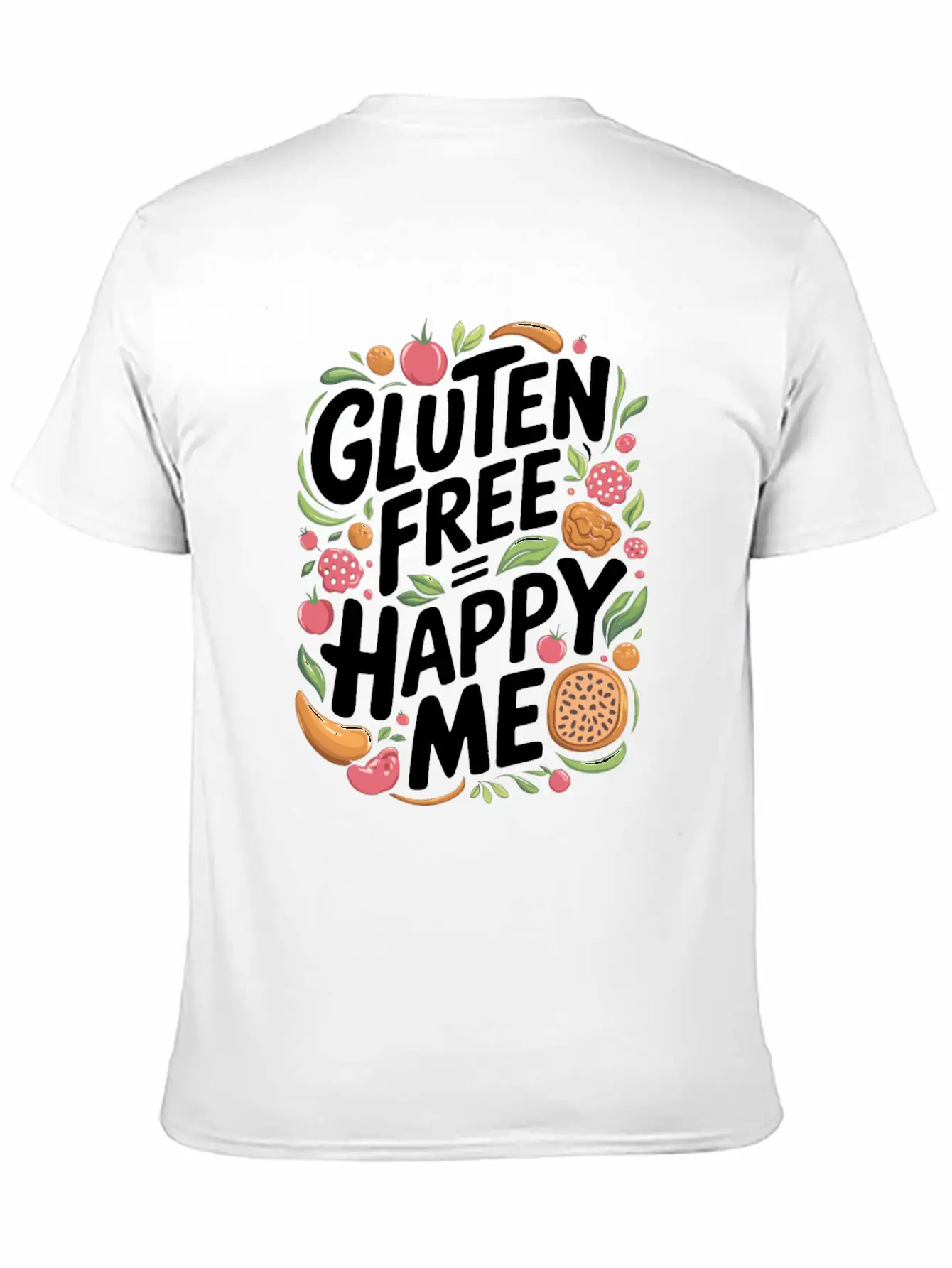Gluten Free Equals Happy Me Lifestyle Unisex Short Sleeve Soft Cotton T-Shirt – Casual Everyday Wear