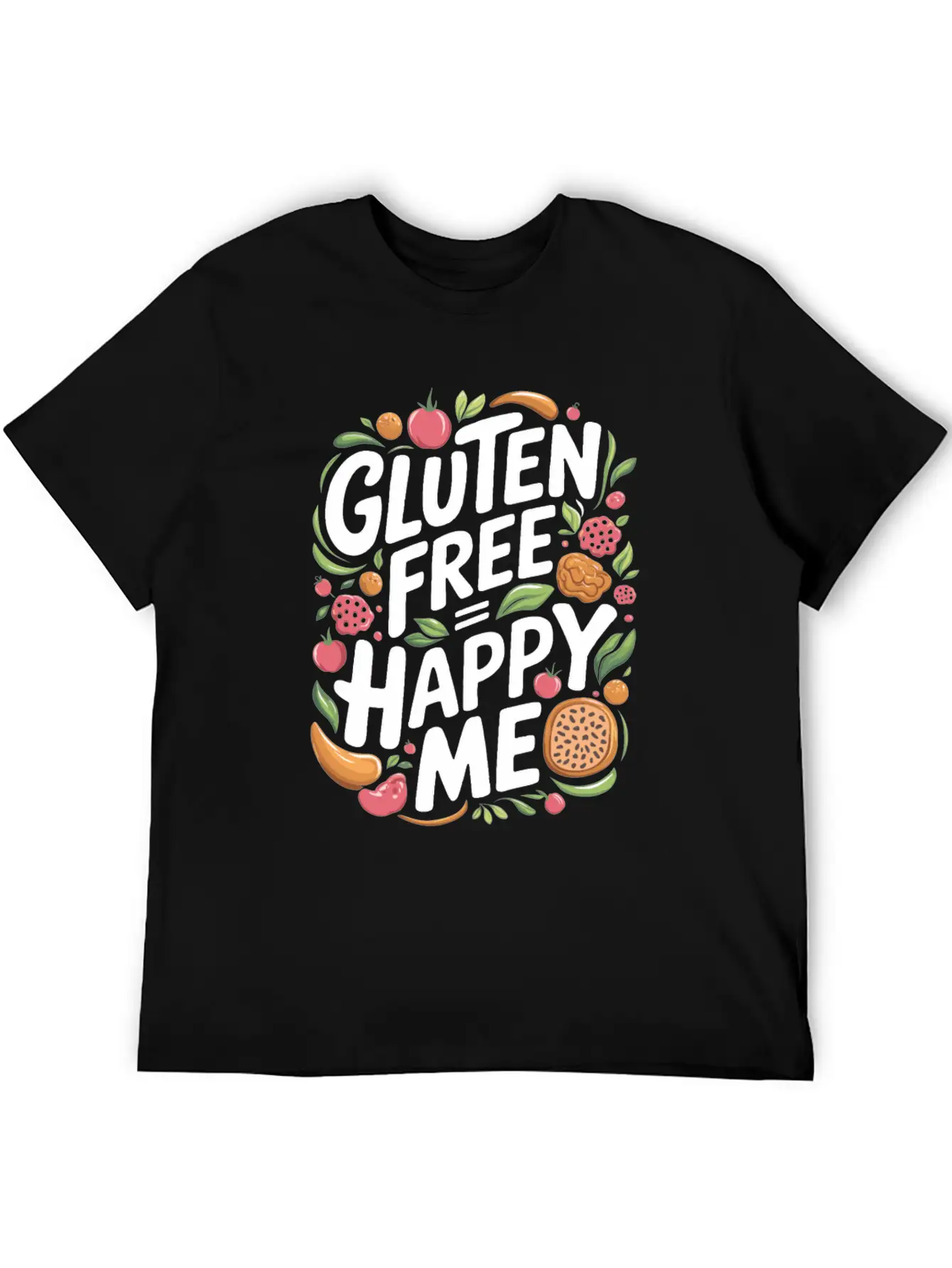 Gluten Free Equals Happy Me Lifestyle Unisex Short Sleeve Soft Cotton T-Shirt – Casual Everyday Wear