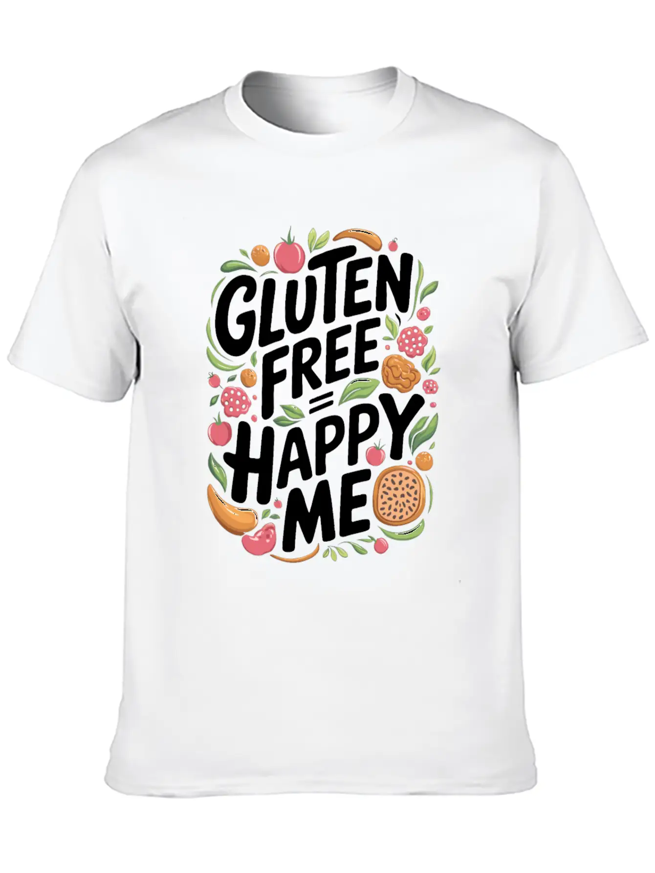 Gluten Free Equals Happy Me Lifestyle Unisex Short Sleeve Soft Cotton T-Shirt – Casual Everyday Wear