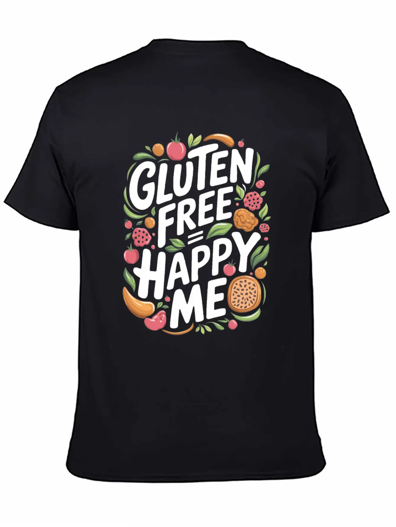 Gluten Free Equals Happy Me Lifestyle Unisex Short Sleeve Soft Cotton T-Shirt – Casual Everyday Wear