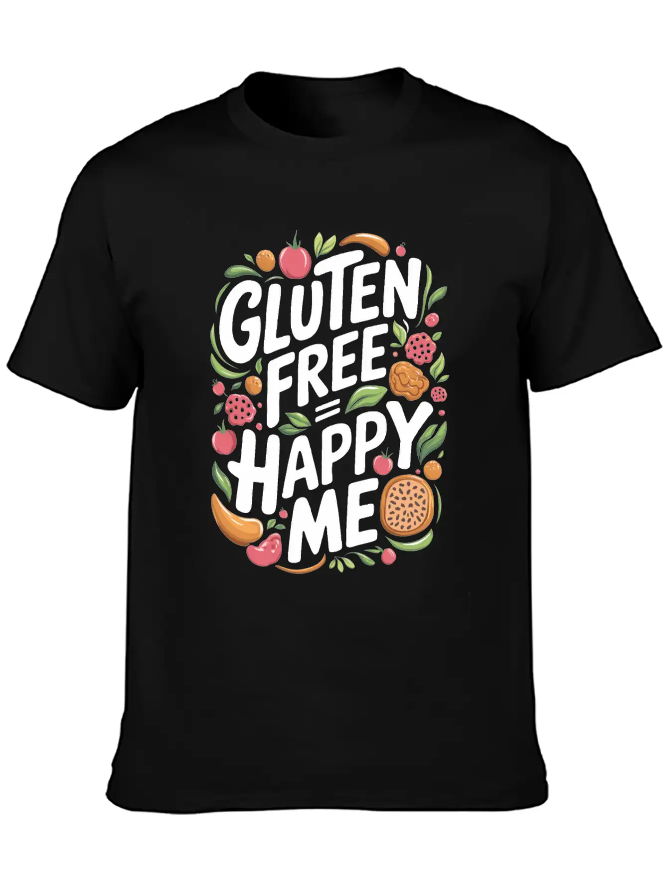 Gluten Free Equals Happy Me Lifestyle Unisex Short Sleeve Soft Cotton T-Shirt – Casual Everyday Wear