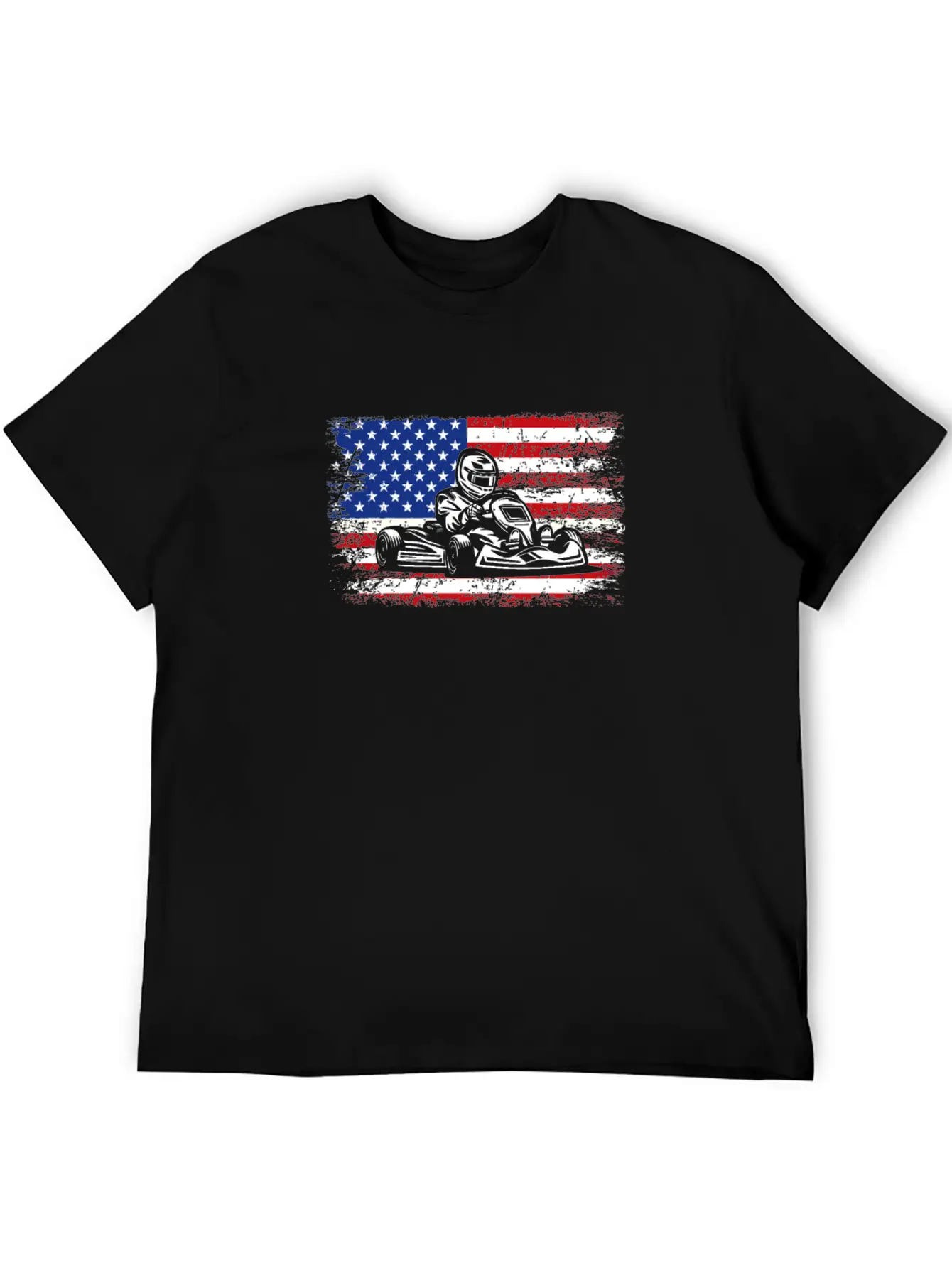 Go-kart American Flag Go Kart Racing Stylish Everyday T-Shirt – Unisex Basic Cotton Tee