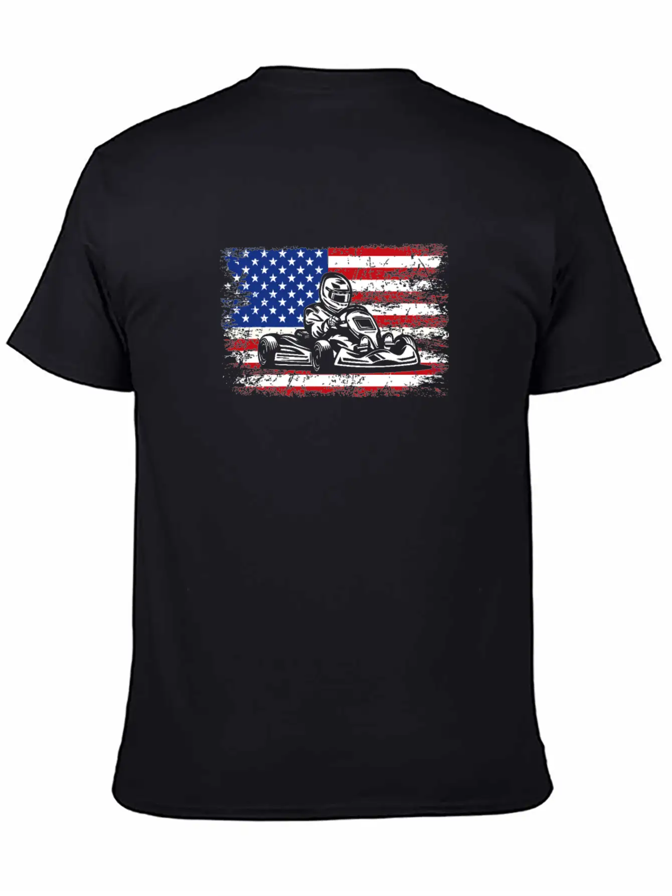 Go-kart American Flag Go Kart Racing Stylish Everyday T-Shirt – Unisex Basic Cotton Tee
