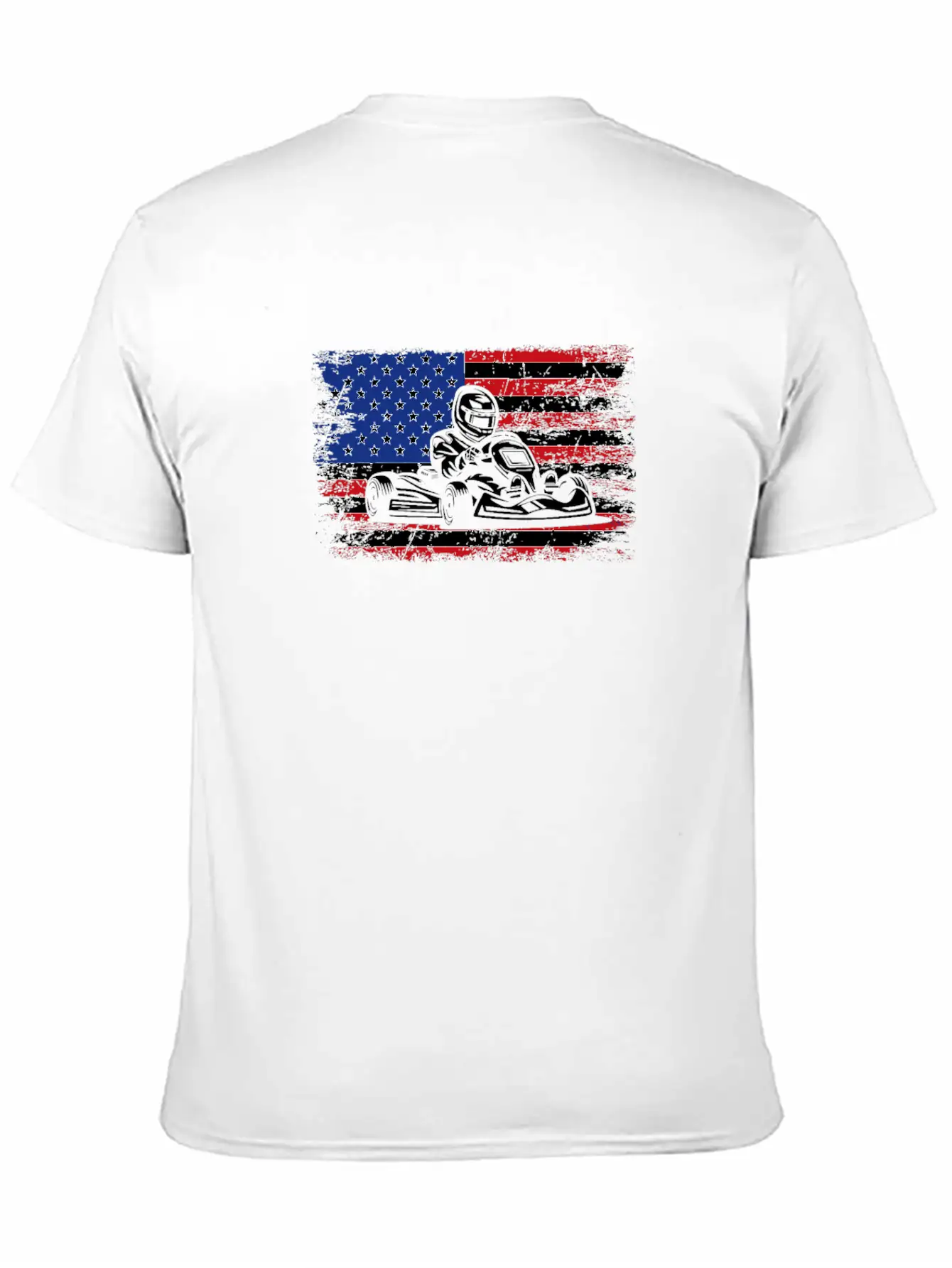 Go-kart American Flag Go Kart Racing Stylish Everyday T-Shirt – Unisex Basic Cotton Tee