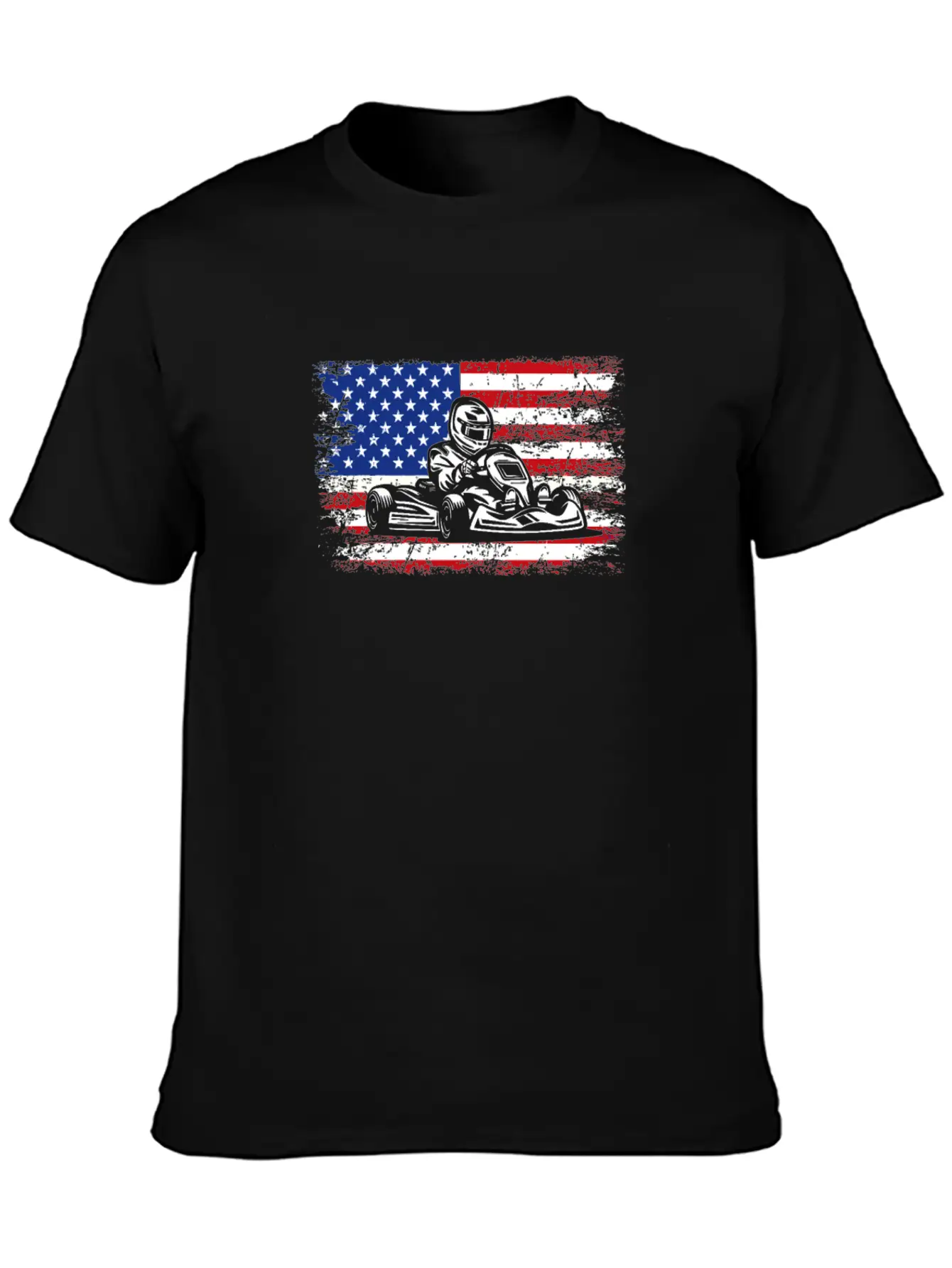 Go-kart American Flag Go Kart Racing Stylish Everyday T-Shirt – Unisex Basic Cotton Tee