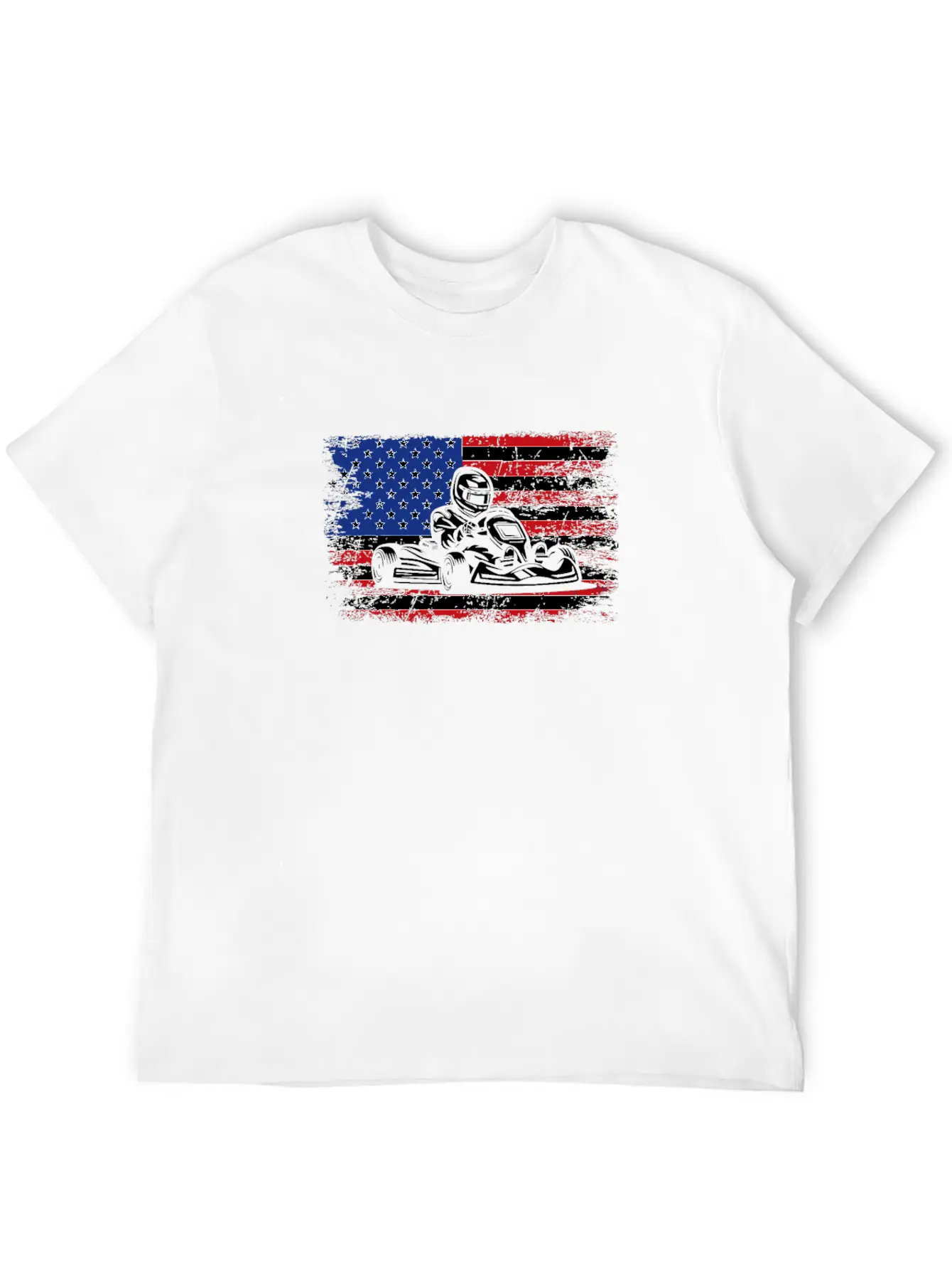 Go-kart American Flag Go Kart Racing Stylish Everyday T-Shirt – Unisex Basic Cotton Tee