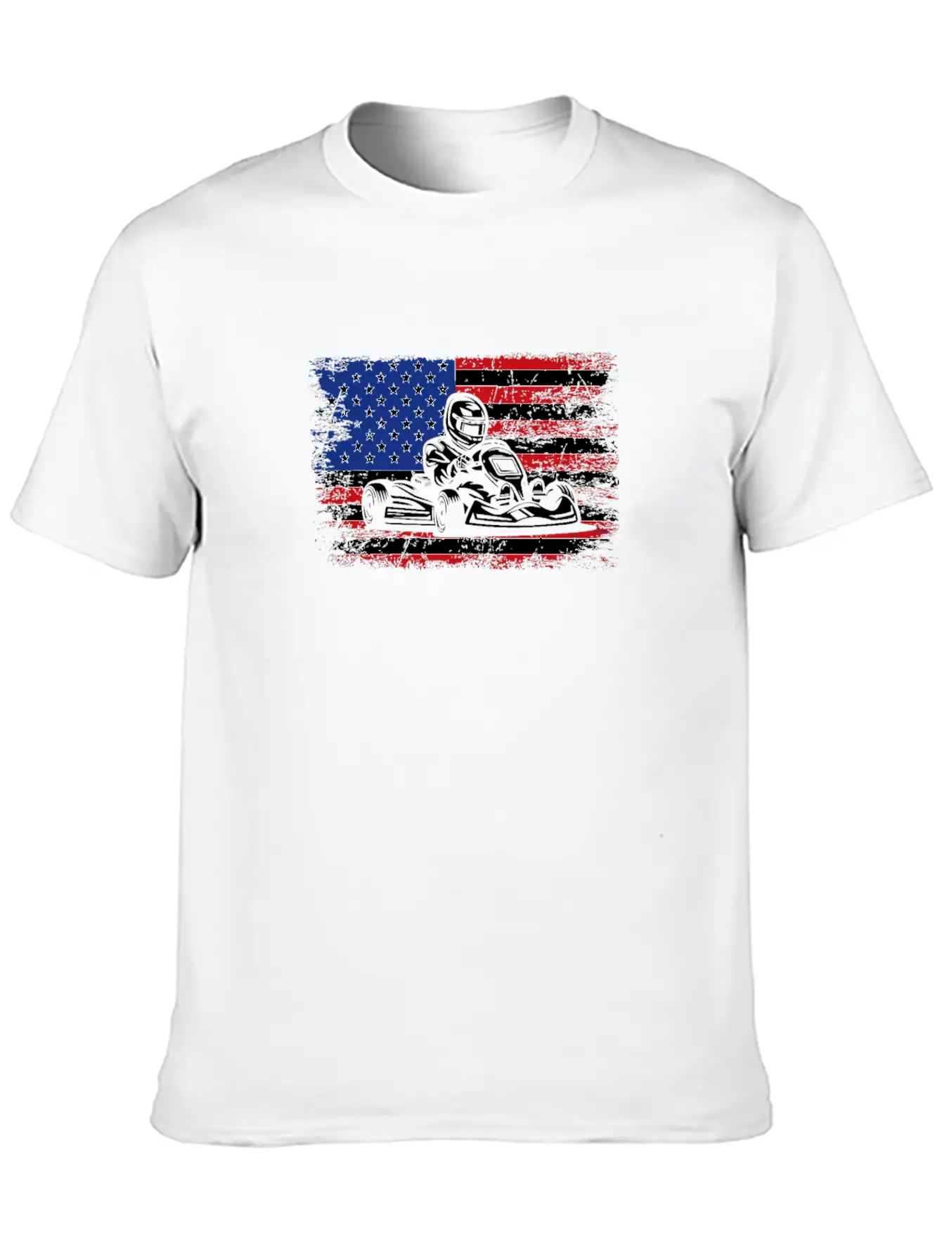 Go-kart American Flag Go Kart Racing Stylish Everyday T-Shirt – Unisex Basic Cotton Tee