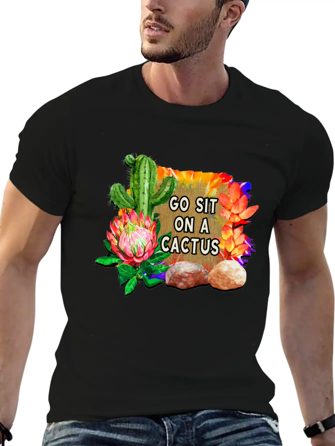 Go Sit On A Cactus Stylish Everyday T-Shirt – Unisex Basic Cotton Tee