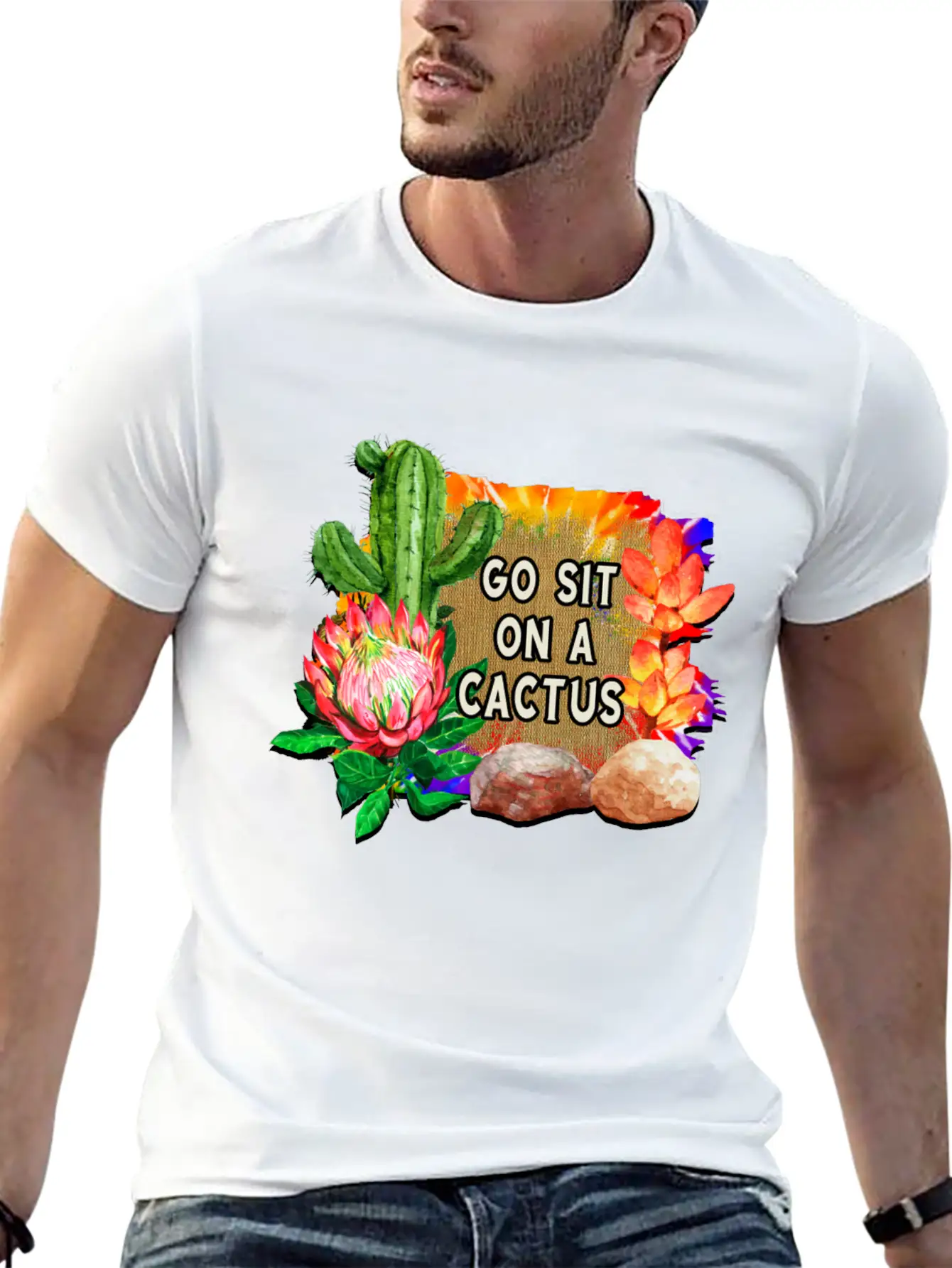 Go Sit On A Cactus Stylish Everyday T-Shirt – Unisex Basic Cotton Tee