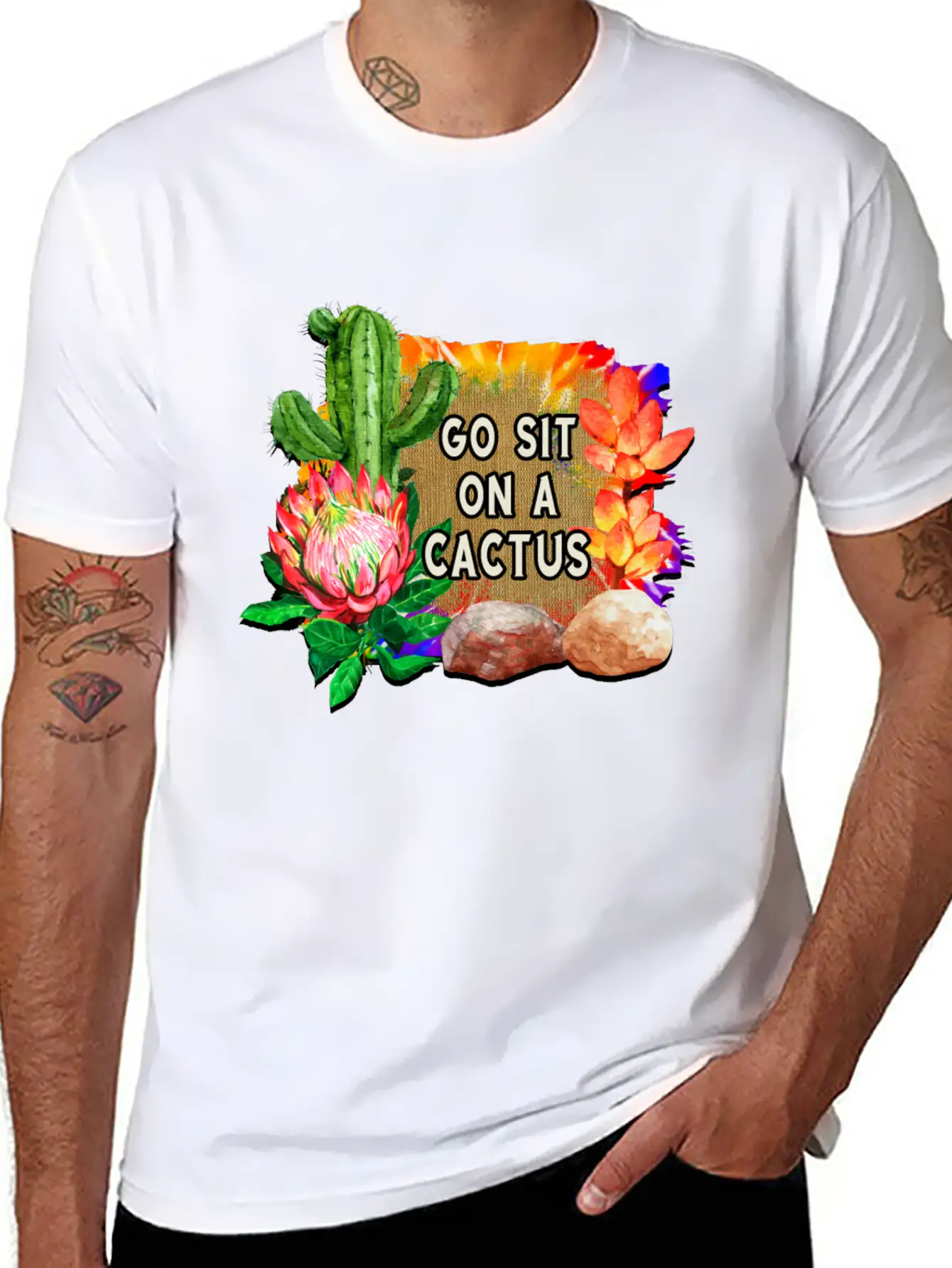 Go Sit On A Cactus Stylish Everyday T-Shirt – Unisex Basic Cotton Tee