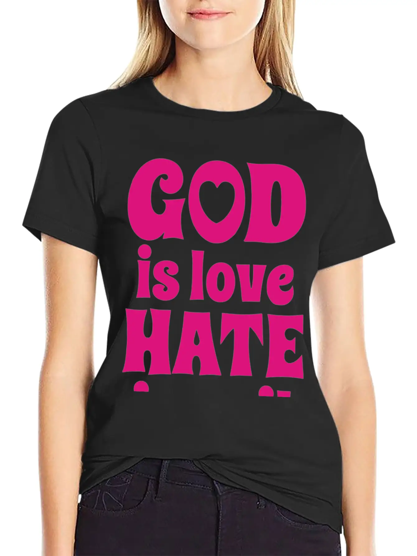 GOD IS LOVE HATE IS EVIL Unisex Short Sleeve Soft Cotton T-Shirt – Casual Everyday Wear